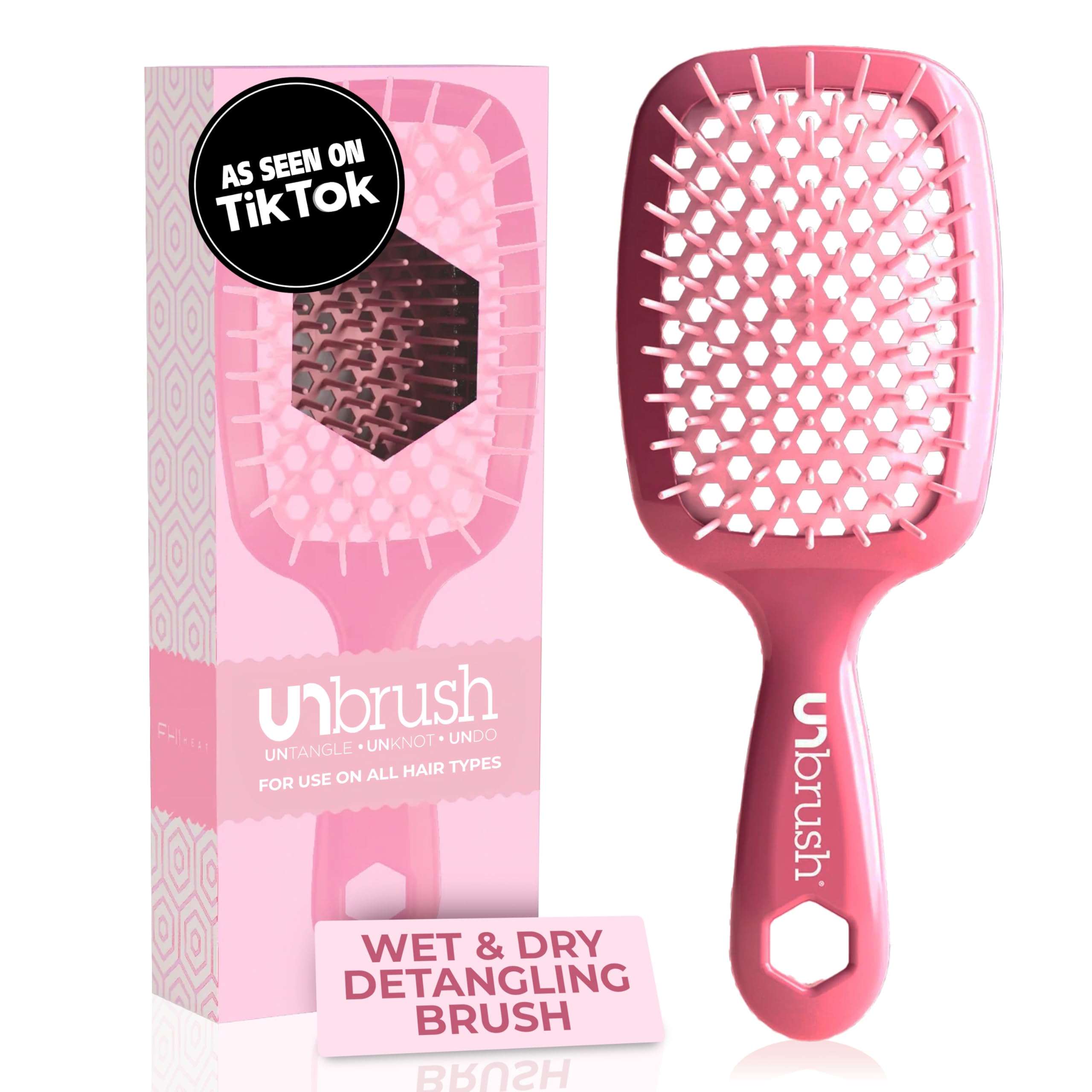 FHI HEAT UNbrush Wet & Dry Vented Detangling Hair Brush, Rose Dark Pink
