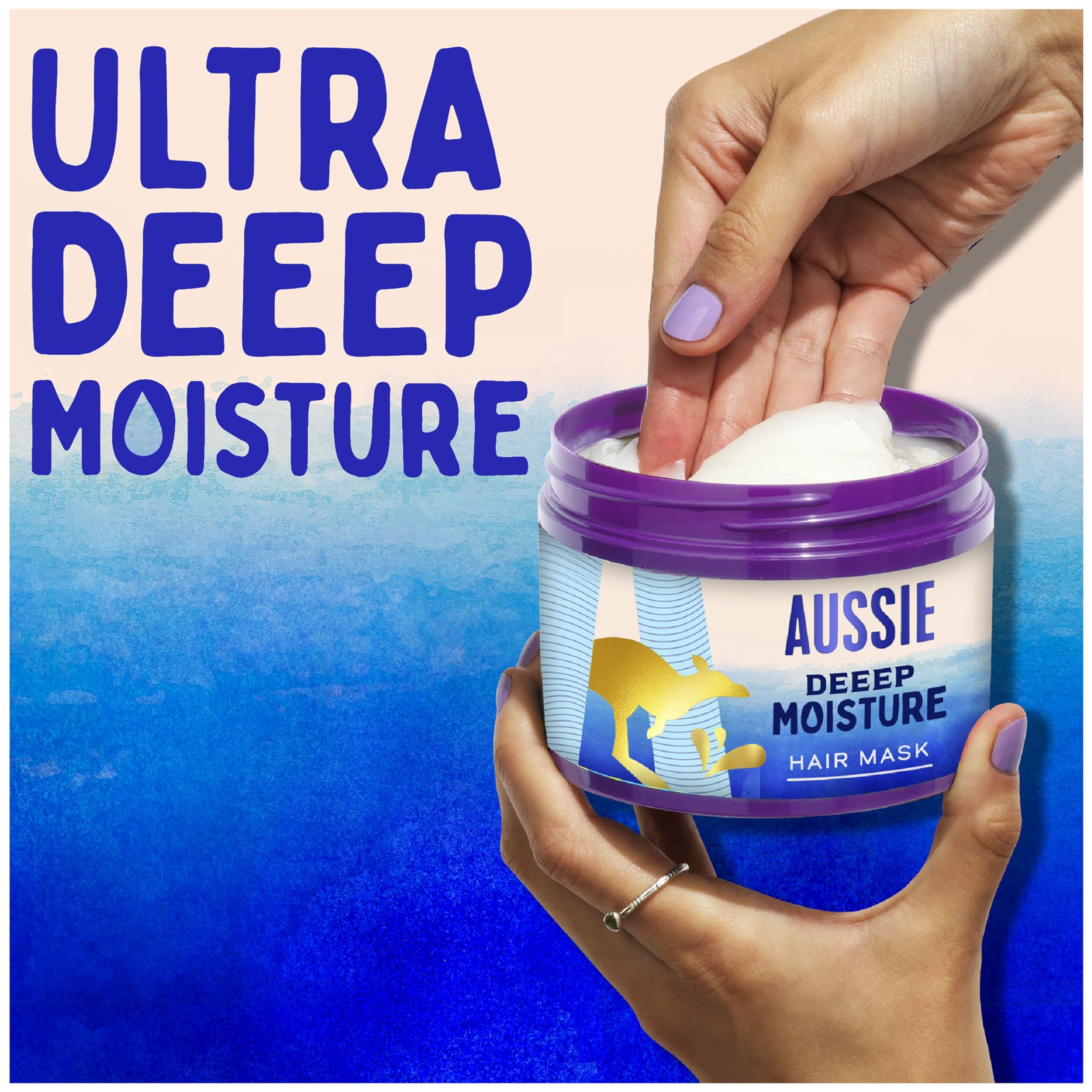 Aussie Deep Moisture Hair Mask for Very Dry, Thick and Curly Hair with Avocado, Jojoba & Macadamia Oils, 300ml