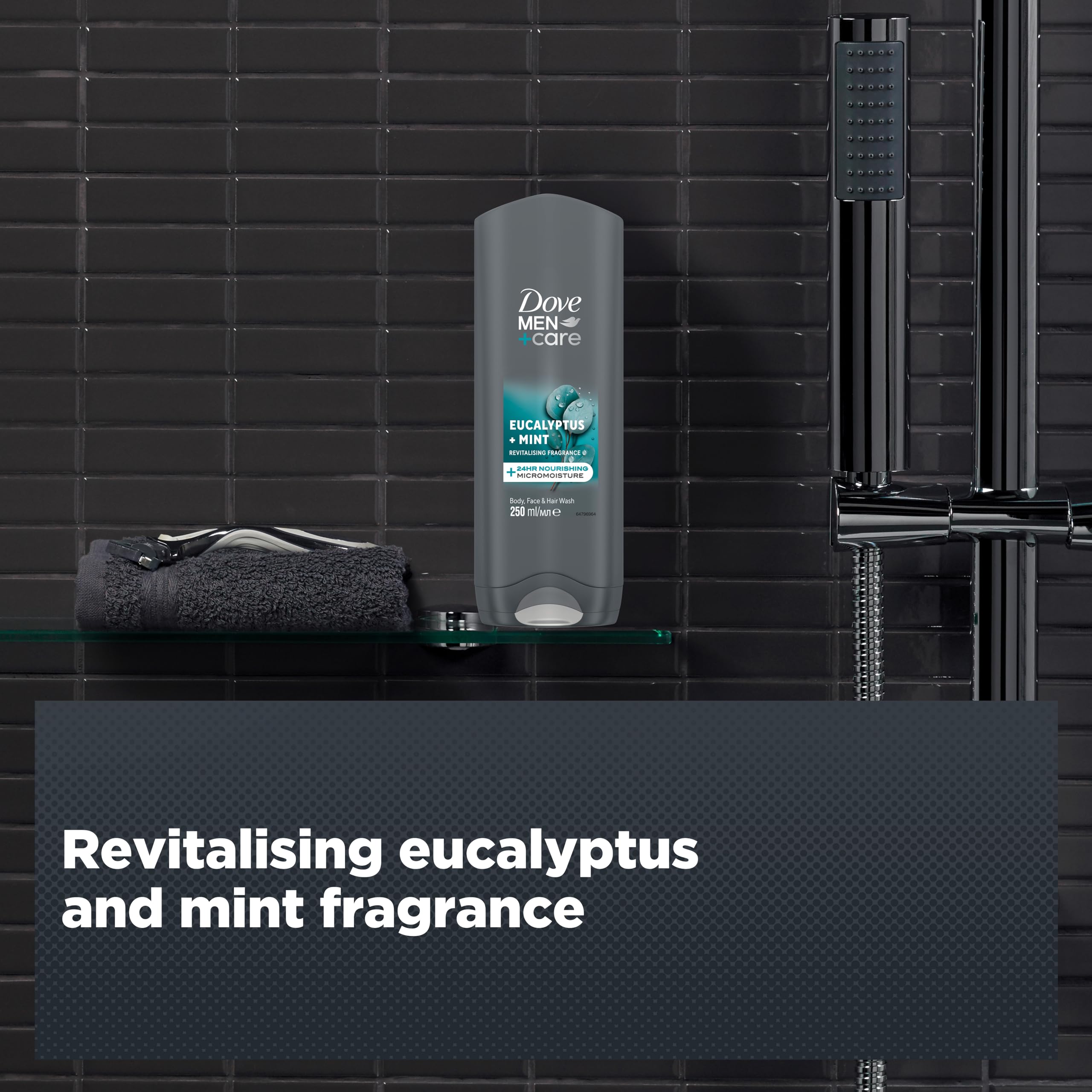 Dove Men+Care Eucalyptus + Mint 3-in-1 Hair, Face, and Body Wash 3