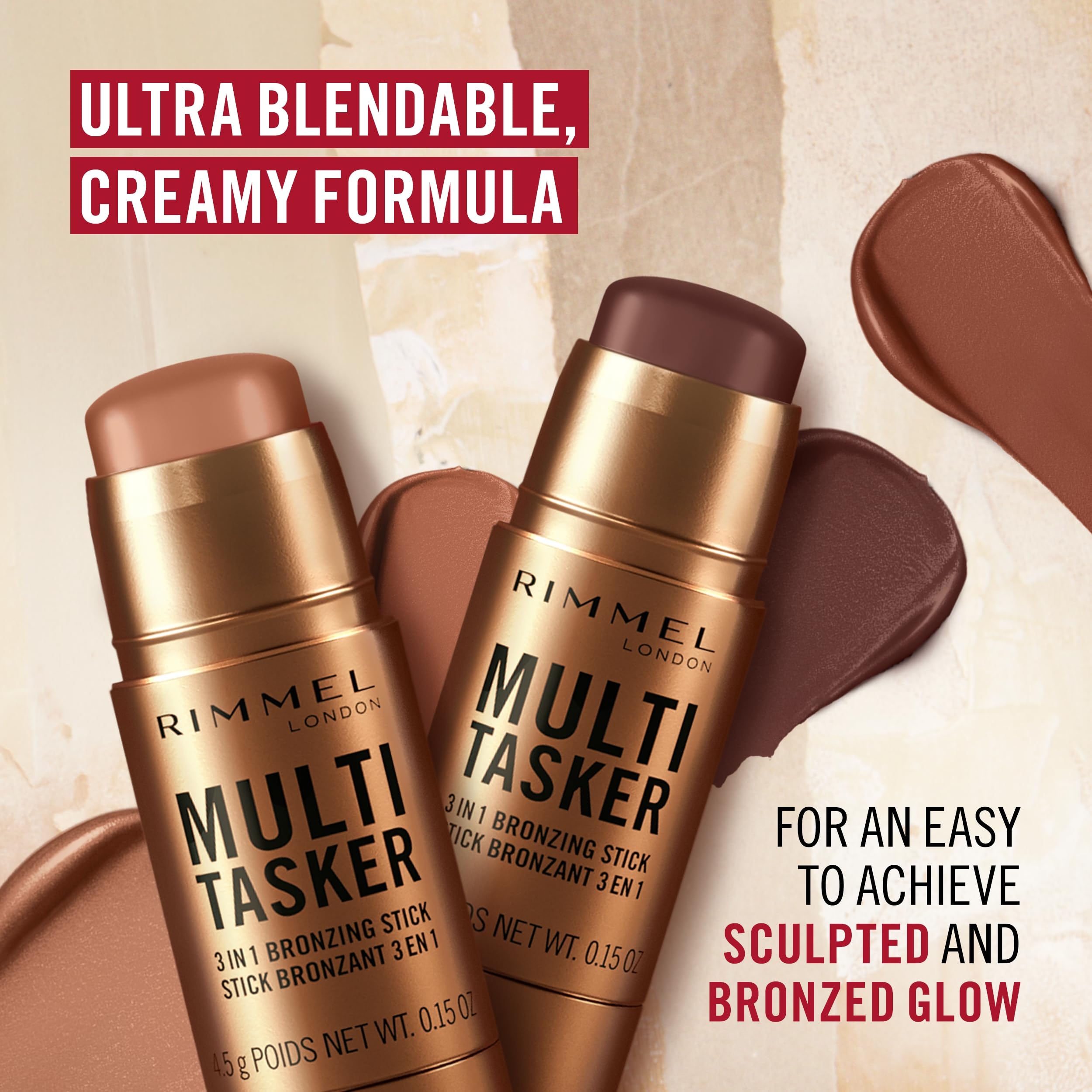 Rimmel Multi Tasker 3 in 1 Bronzing Stick, Shade 004 Deep, Sculpted and Bronzed 4