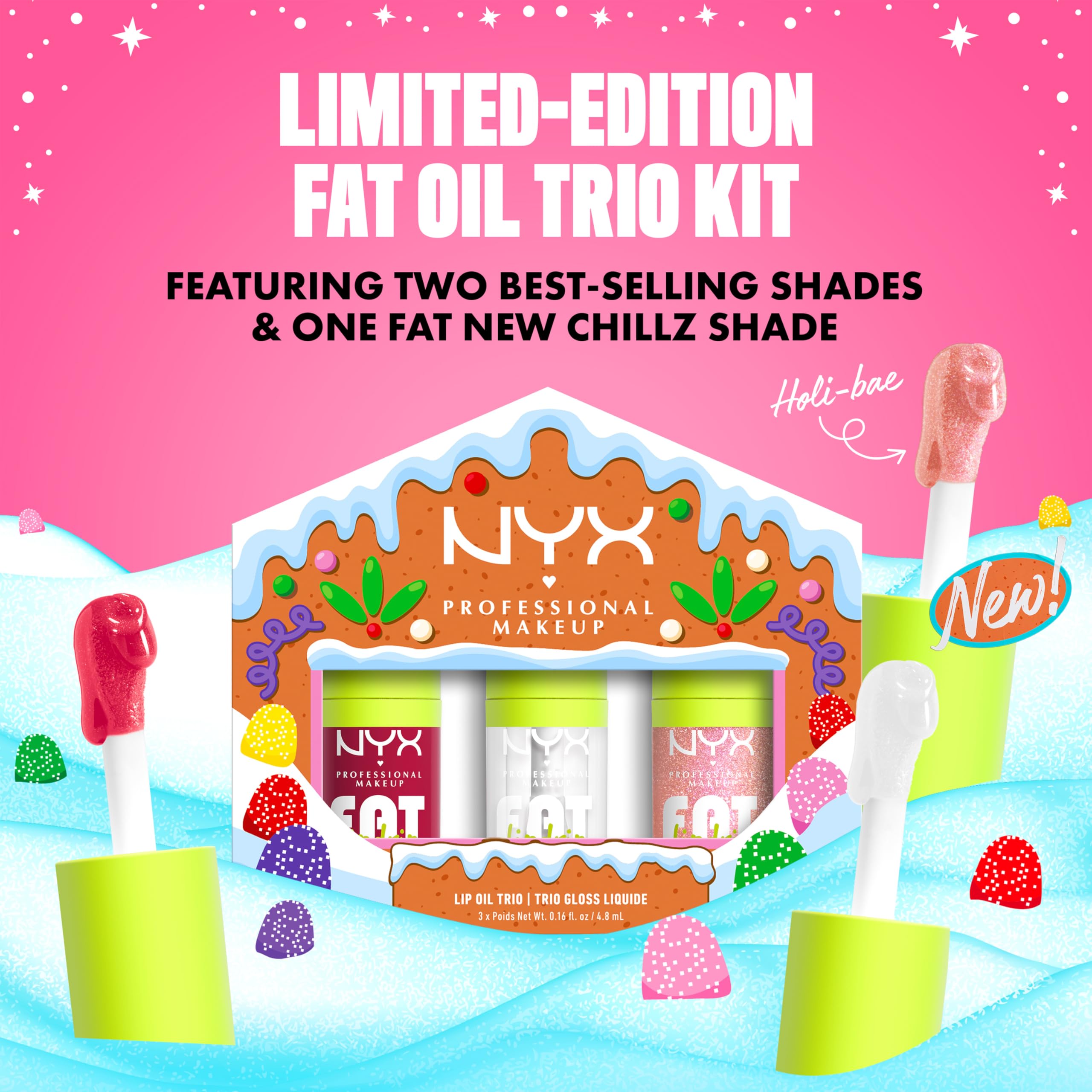 NYX Professional Makeup Holiday Fat Oil Trio Kit Geschenkset - 3 hochglänzende Lipglosse 9