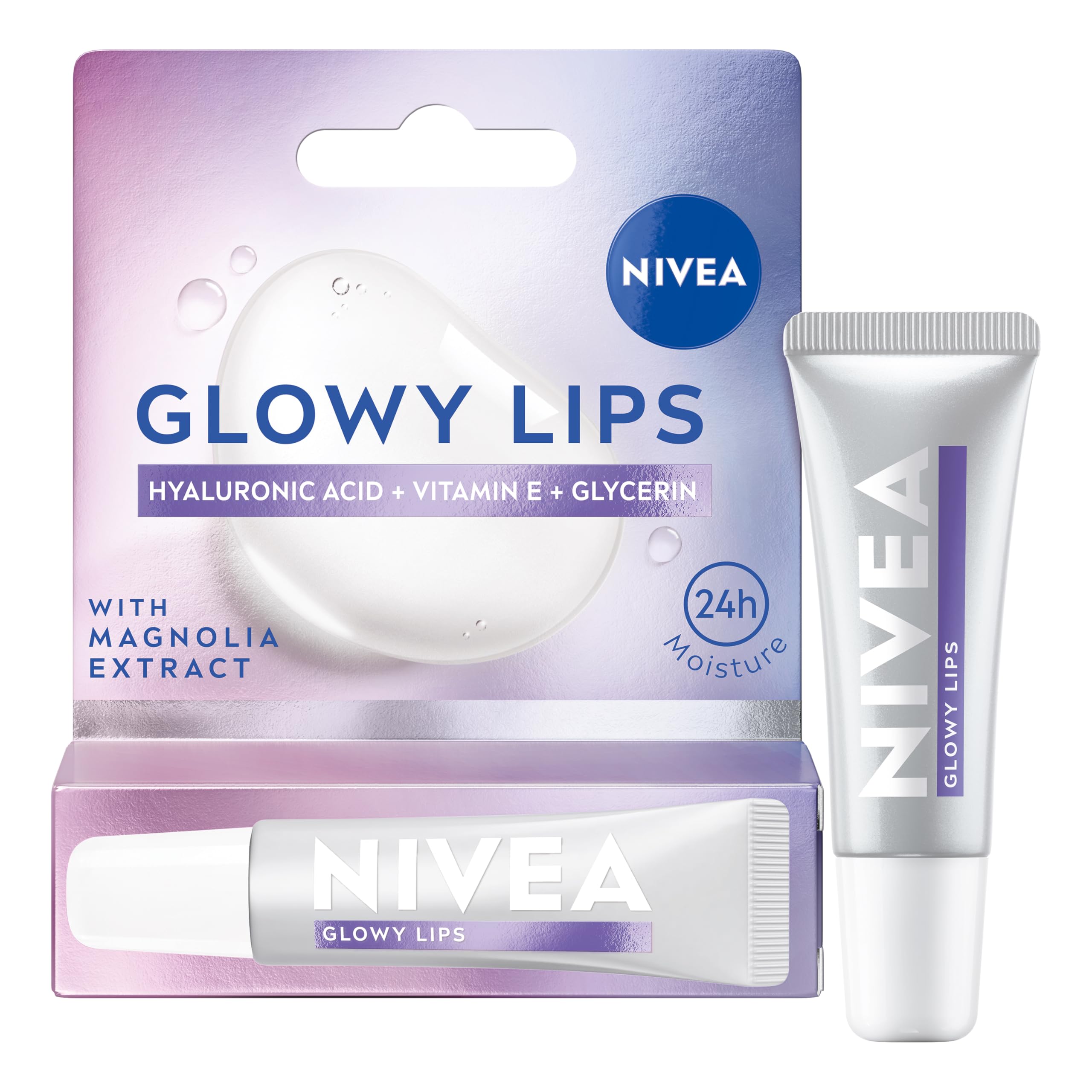NIVEA Lip Hyaluron Glowy Lips Tube Original (10ml) - Hydrating Balm with SPF 30