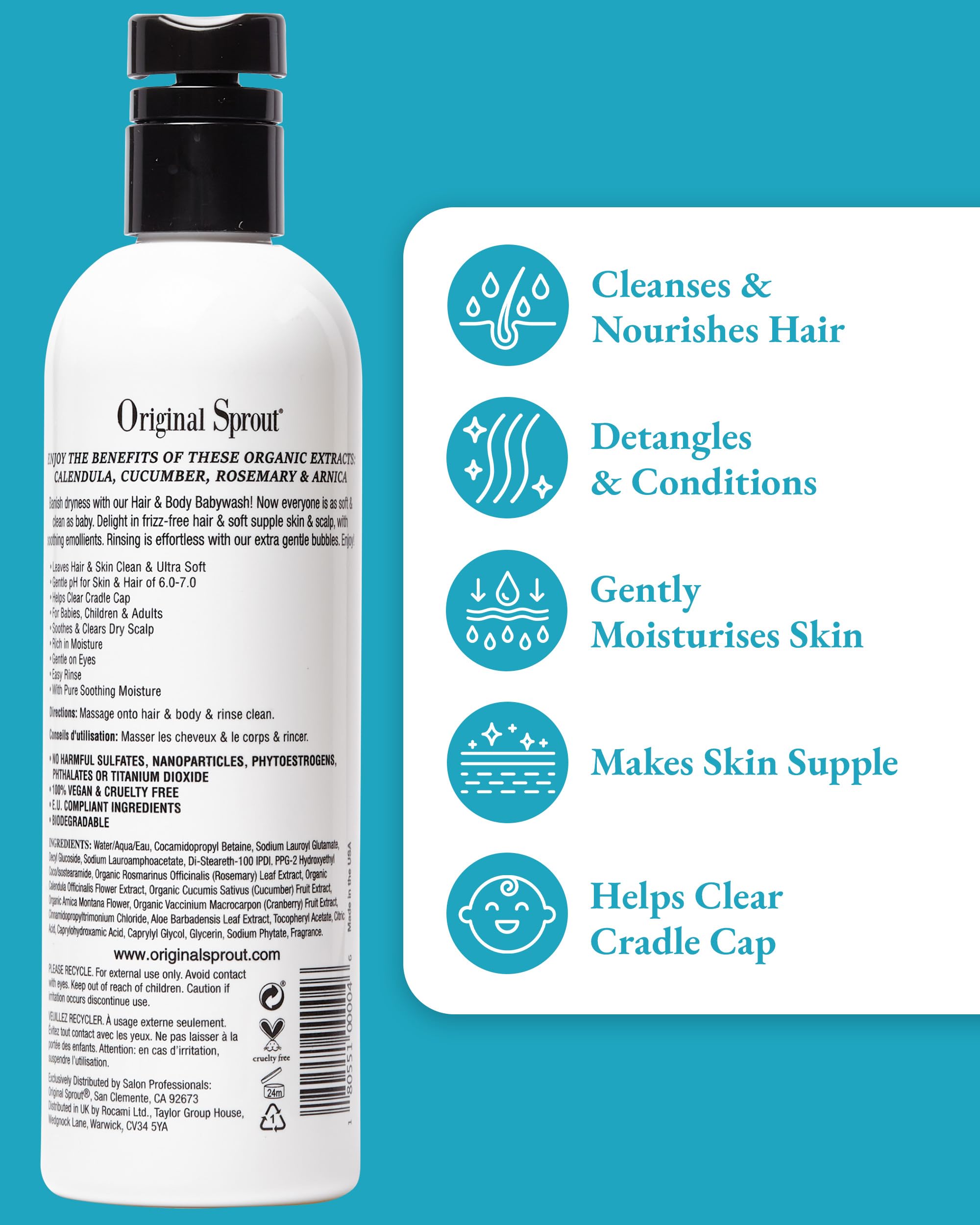 Original Sprout Haar- &amp; Körperwaschgel 2-in-1 Shampoo und Duschgel mit Rosmarinduft 4