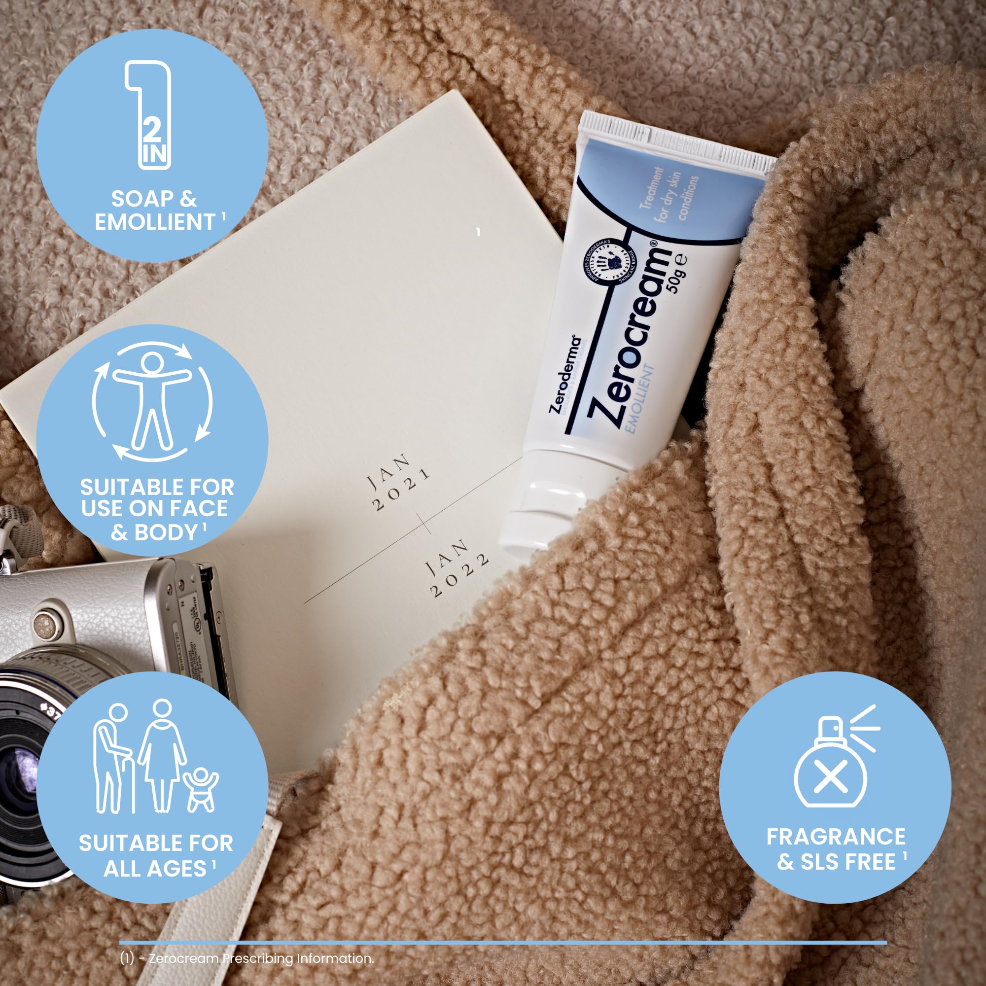 Zeroderma Zerocream Emollient Cream: 2-in-1 Moisturiser & Soap Substitute for Dry Skin