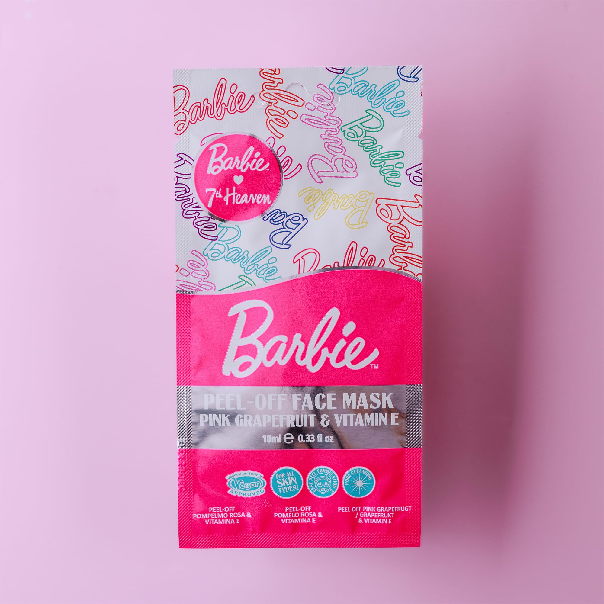 7th Heaven Barbie Pink Grapefruit & Vitamin E Peel-Off Face Mask for Pore Cleansing 4