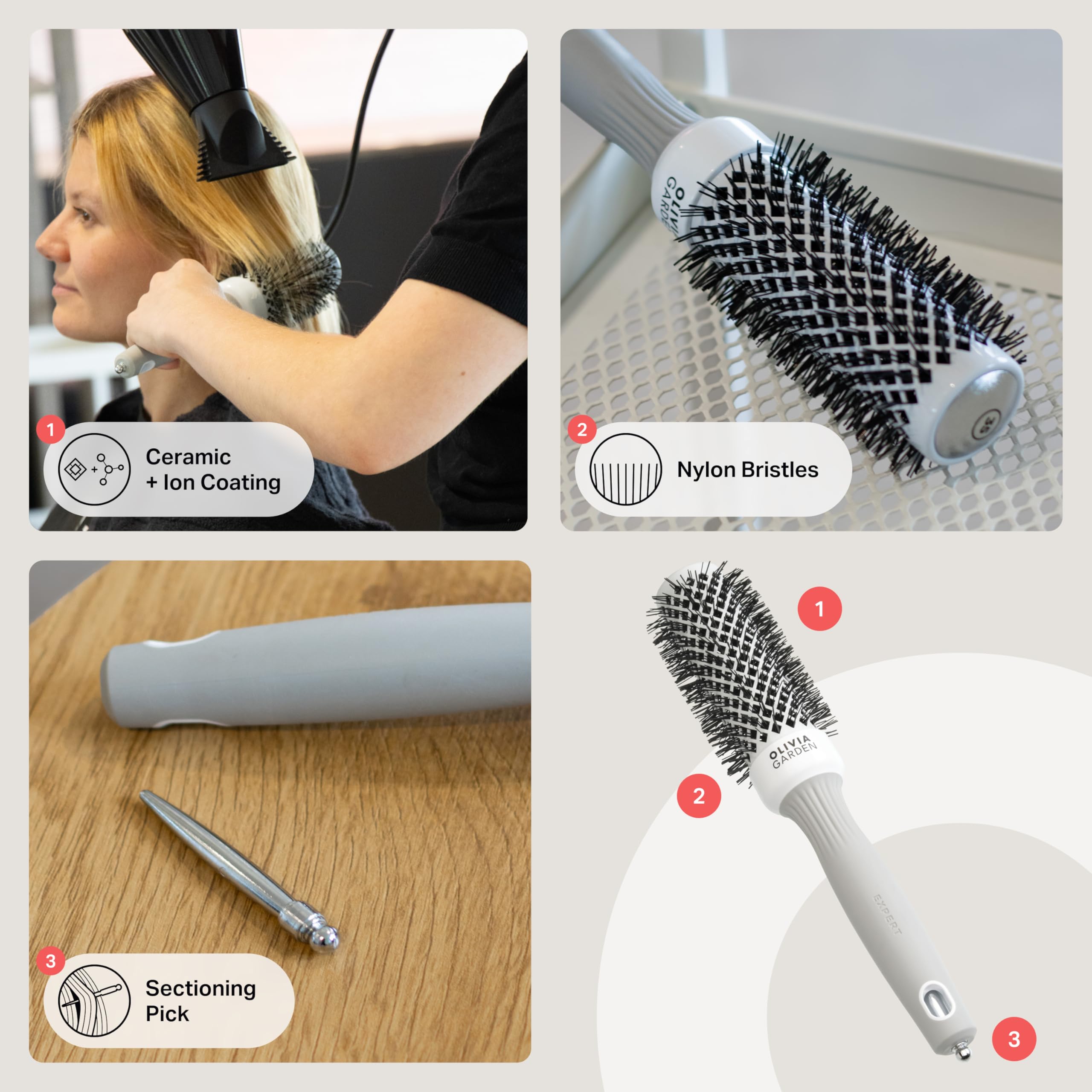 Olivia Garden Expert Blowout Shine Brush - Ceramic Coated Round Brush - Size 35 6