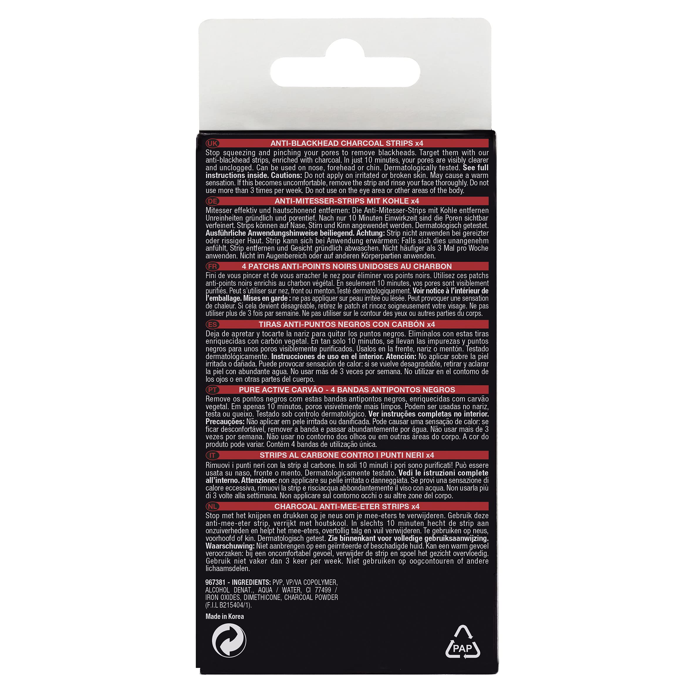 Garnier Pure Active Anti-Mitesser-Nasenstreifen mit Aktivkohle, 4er-Packung 8