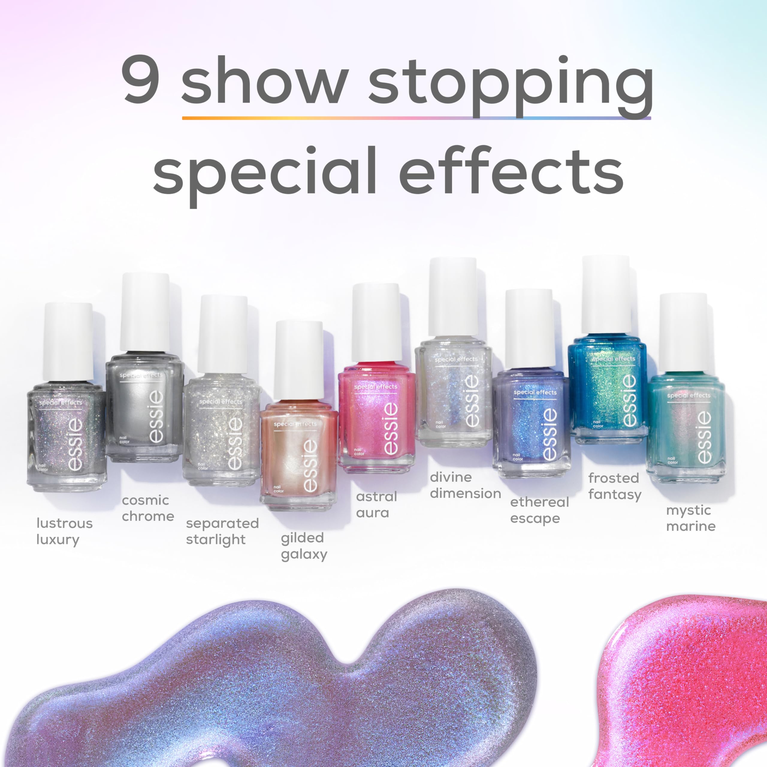 Essie Nail Polish Topcoat, Ethereal Escape, Vegan Formula, Pearl & Holographic Special Effects 9