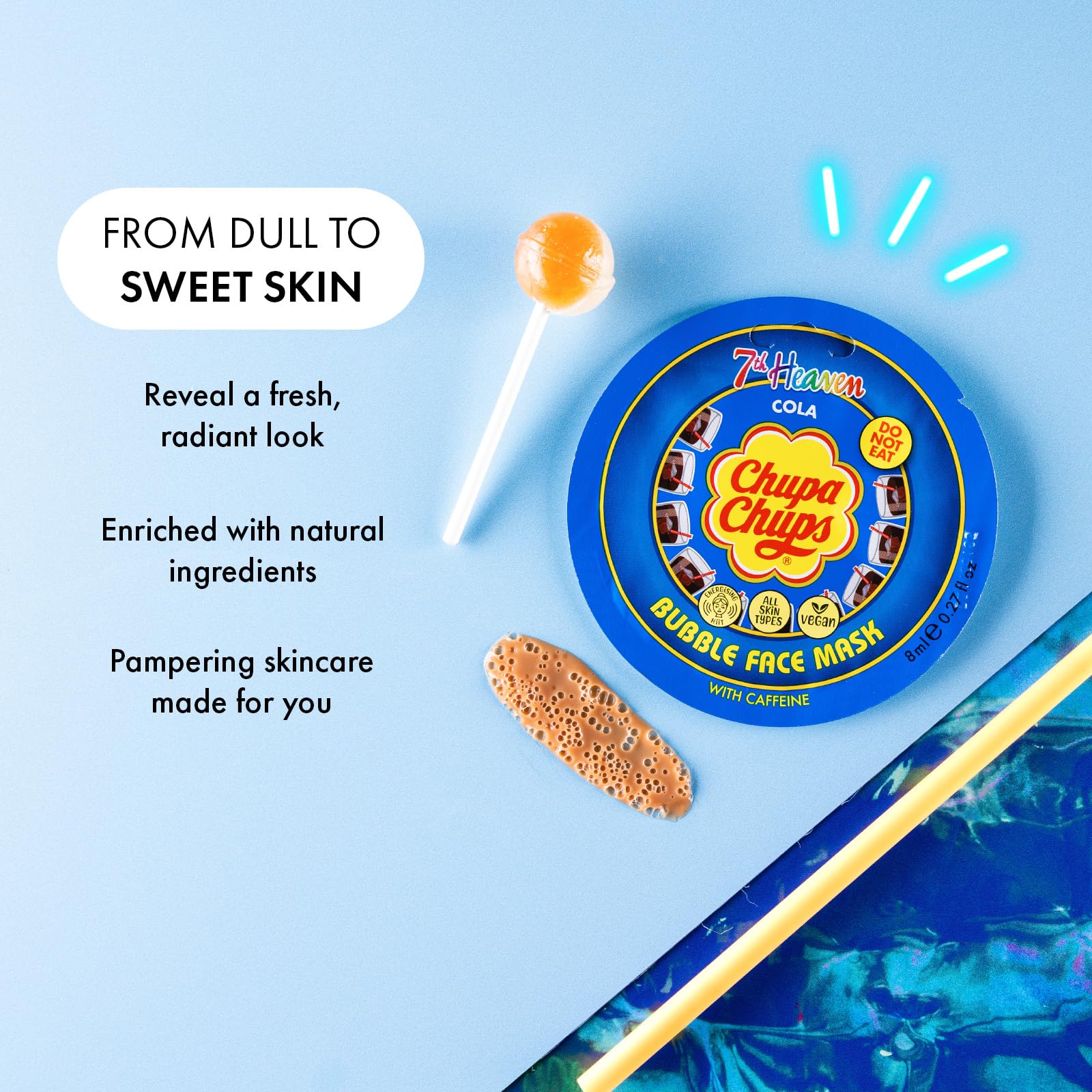 7th Heaven x Chupa Chups Bubble Peel Off Face Mask with Caffeine - Cola Scent, Vegan 4