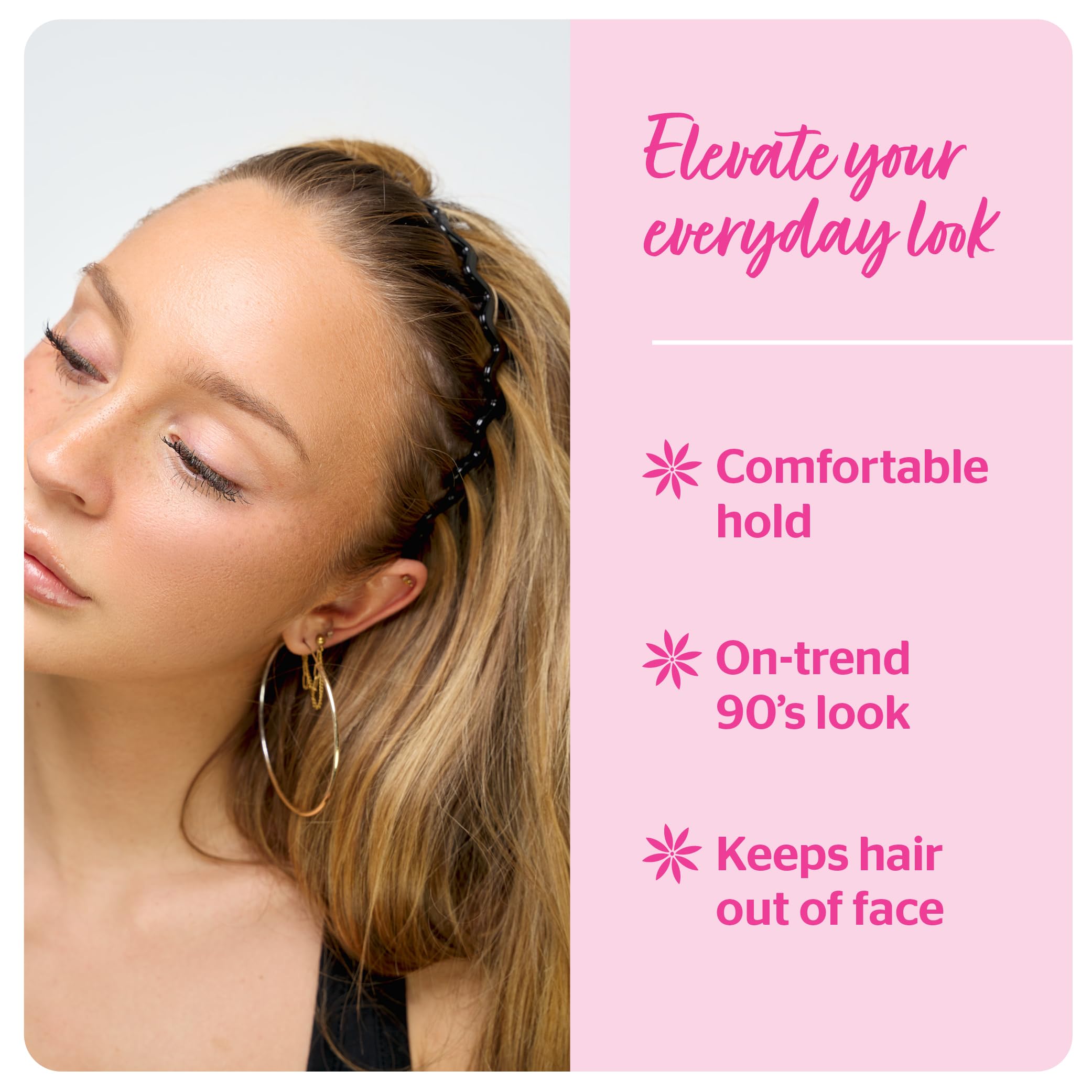 Brushworks Zig-Zag Headband 3-Pack: Shiny Black, Matte Black & Tortoiseshell 6