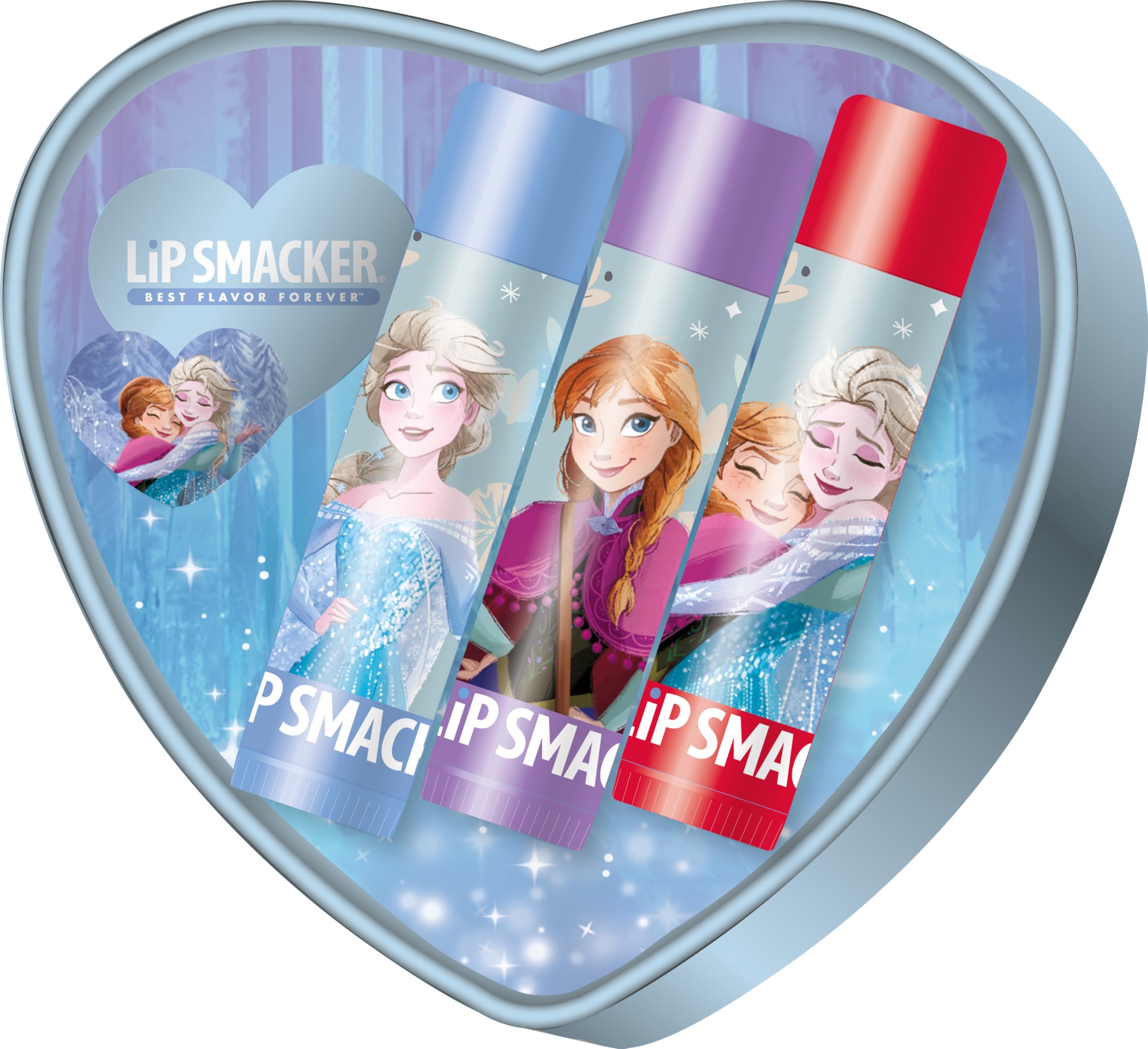 Lip Smacker Frozen, Herzförmiges Dosen-Set, 3-teiliges Lippenbalsam-Set im Frozen-Design für Mädchen, Geschenk-Edition 2025 3