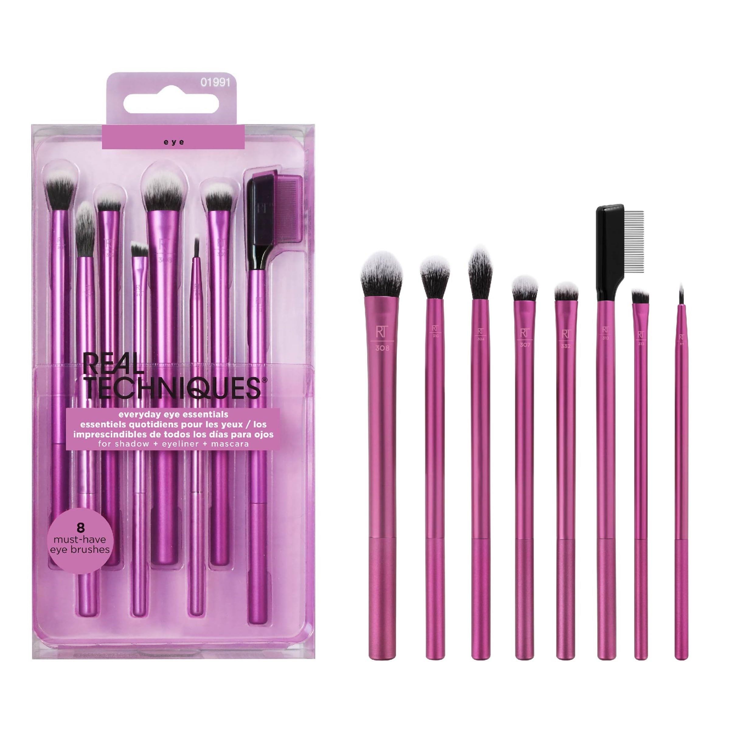 REAL TECHNIQUES Everyday Eye Essentials 8-Piece Eyeshadow Brush Set for Flawless Looks