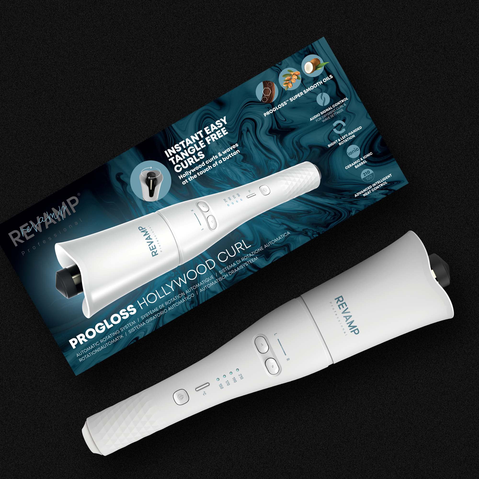 REVAMP Progloss Hollywood Curl Automatic Rotating Hair Curler with Ionic Ceramic Barrel 7