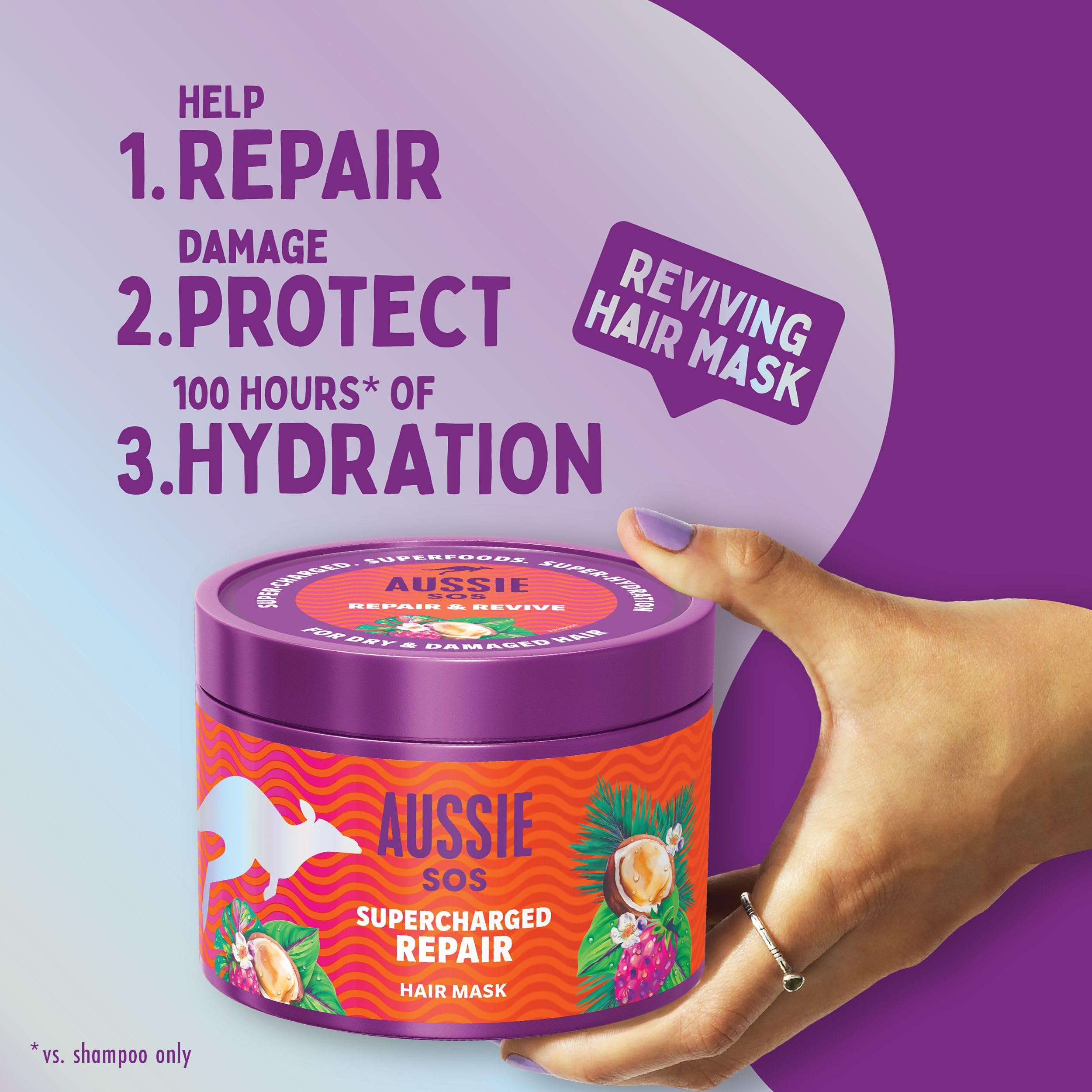 Aussie SOS Supercharged Repair Hair Mask 500ml for Dry and Damaged Hair