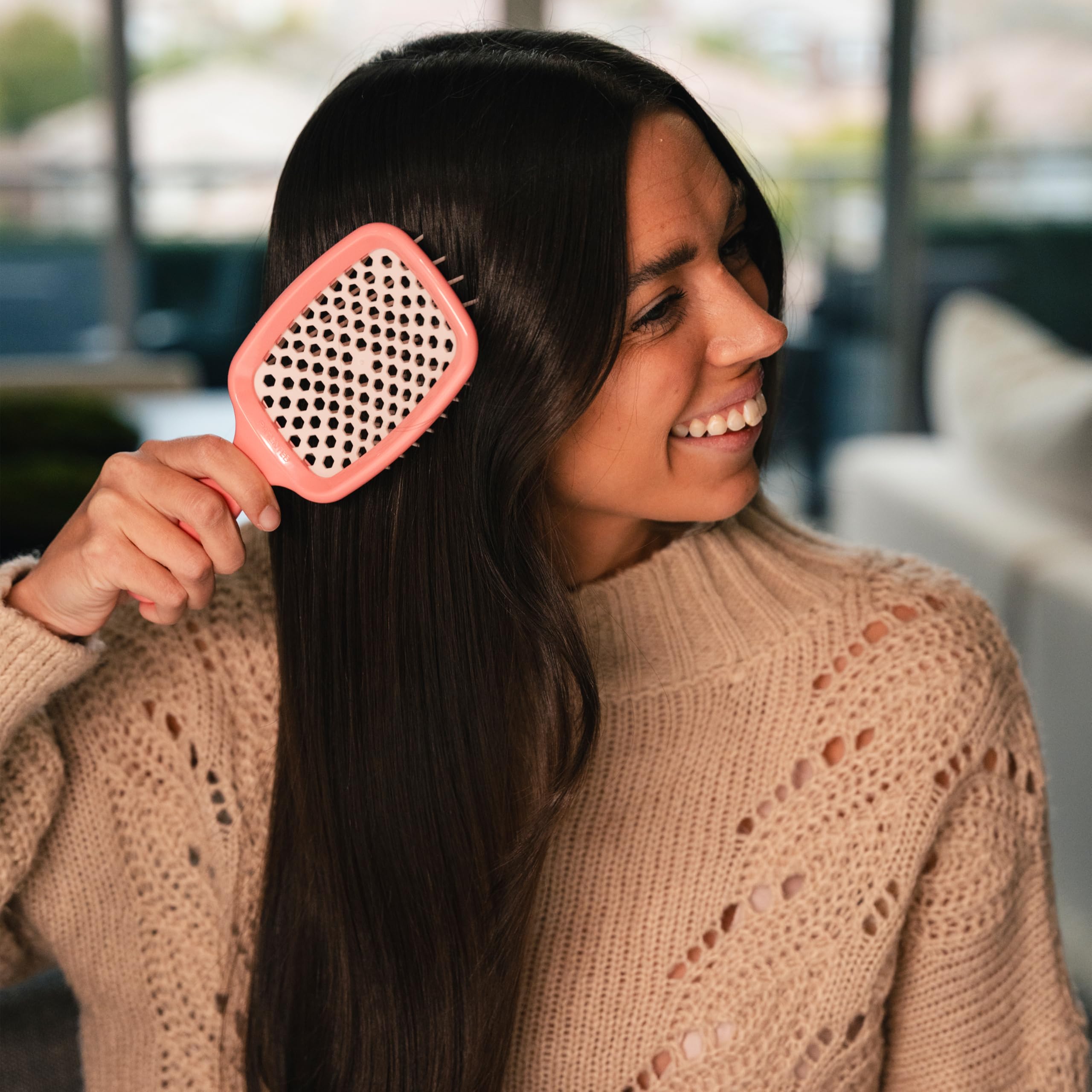 FHI HEAT UNbrush Wet & Dry Vented Detangling Hair Brush, Rose Dark Pink 4