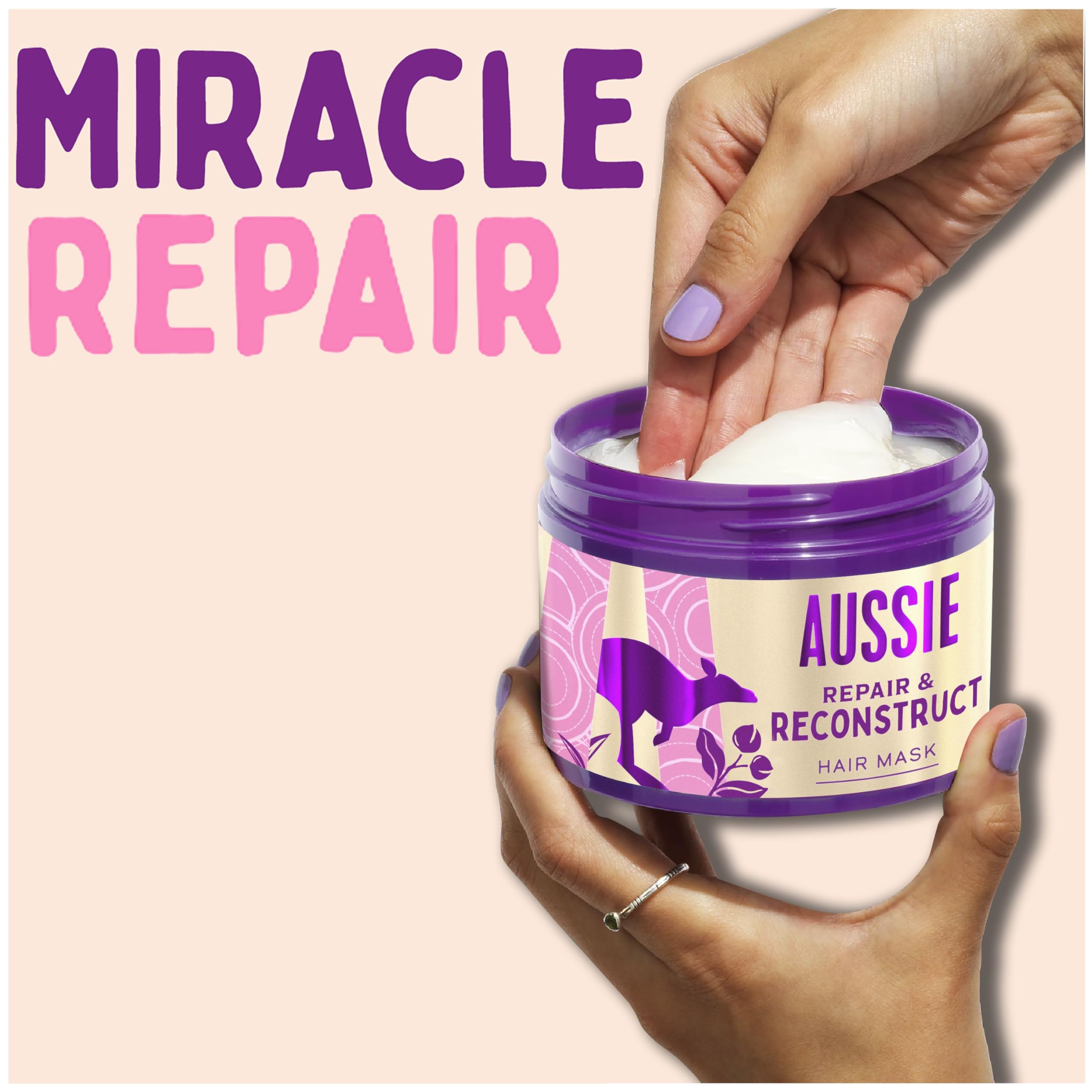 Aussie Repair &amp; Reconstruct Haarmaske, vegane Haarkur für trockenes und geschädigtes Haar, mit Macadamianussöl, 300 ml