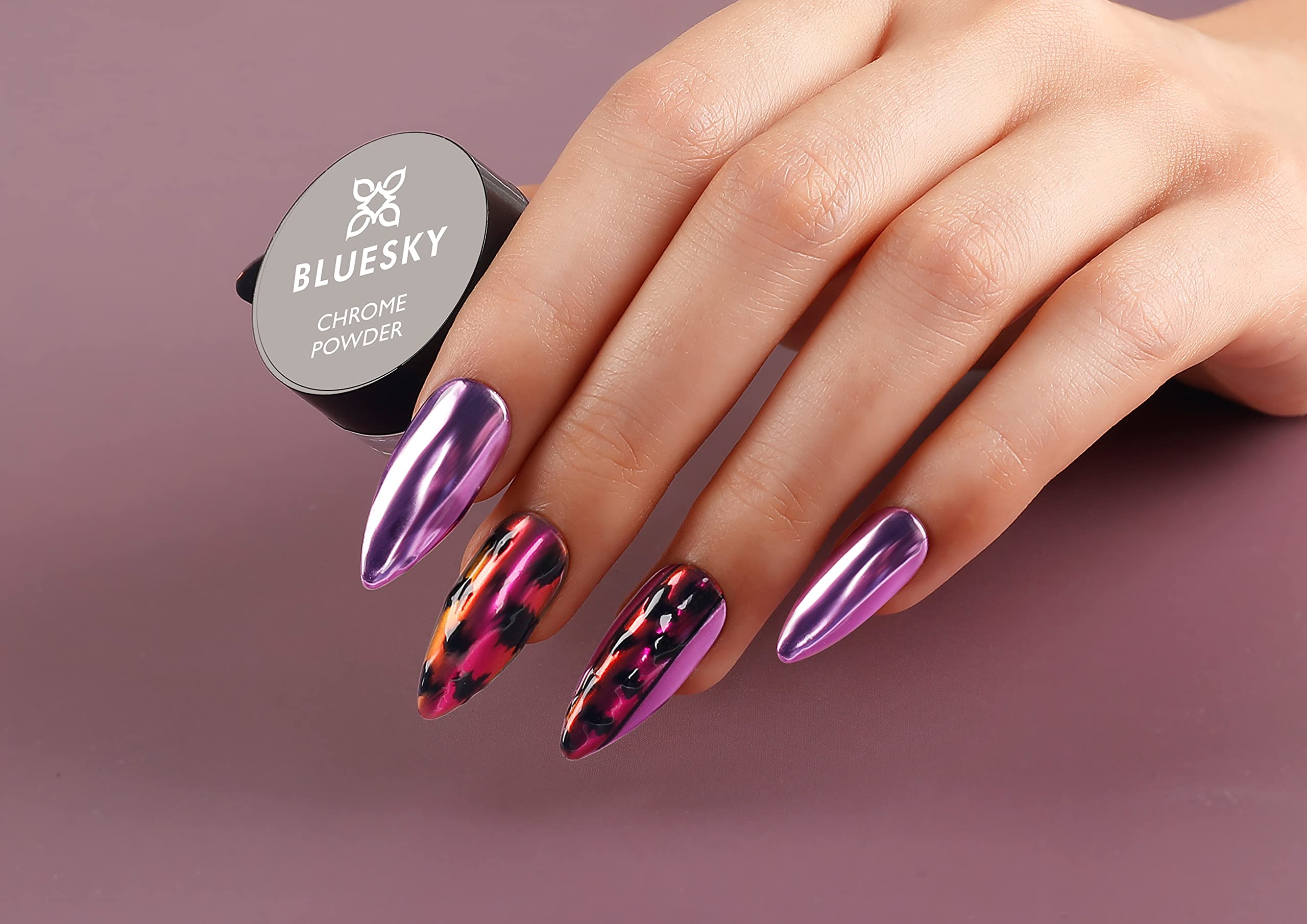 Bluesky Chrome Nail Powder Kit with Applicator Brush for Metallic Gel Nail Art - 5 Colours 4