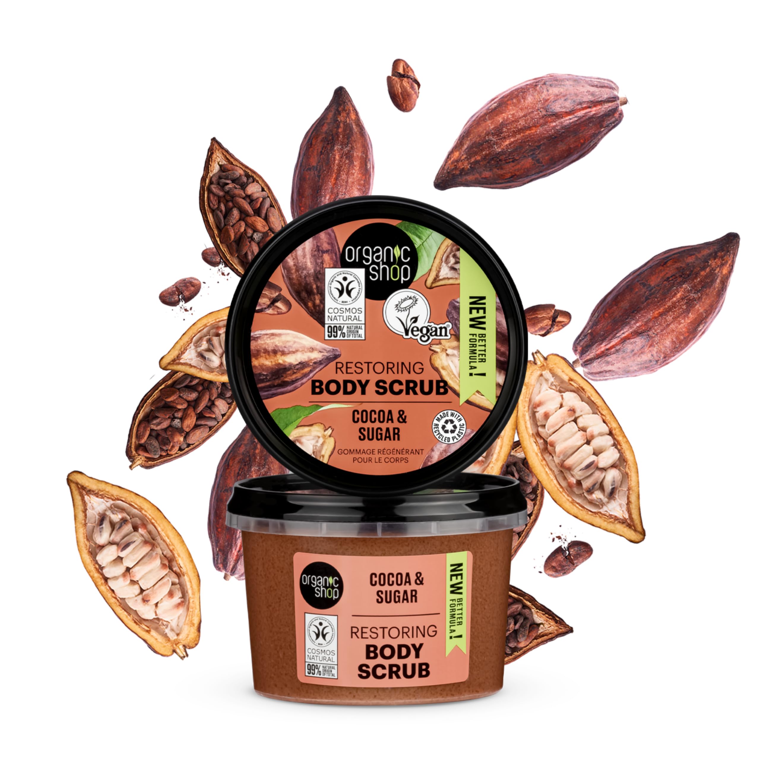 Organic Shop Restoring Cocoa & Sugar Body Scrub for Suppleness and Softness 4