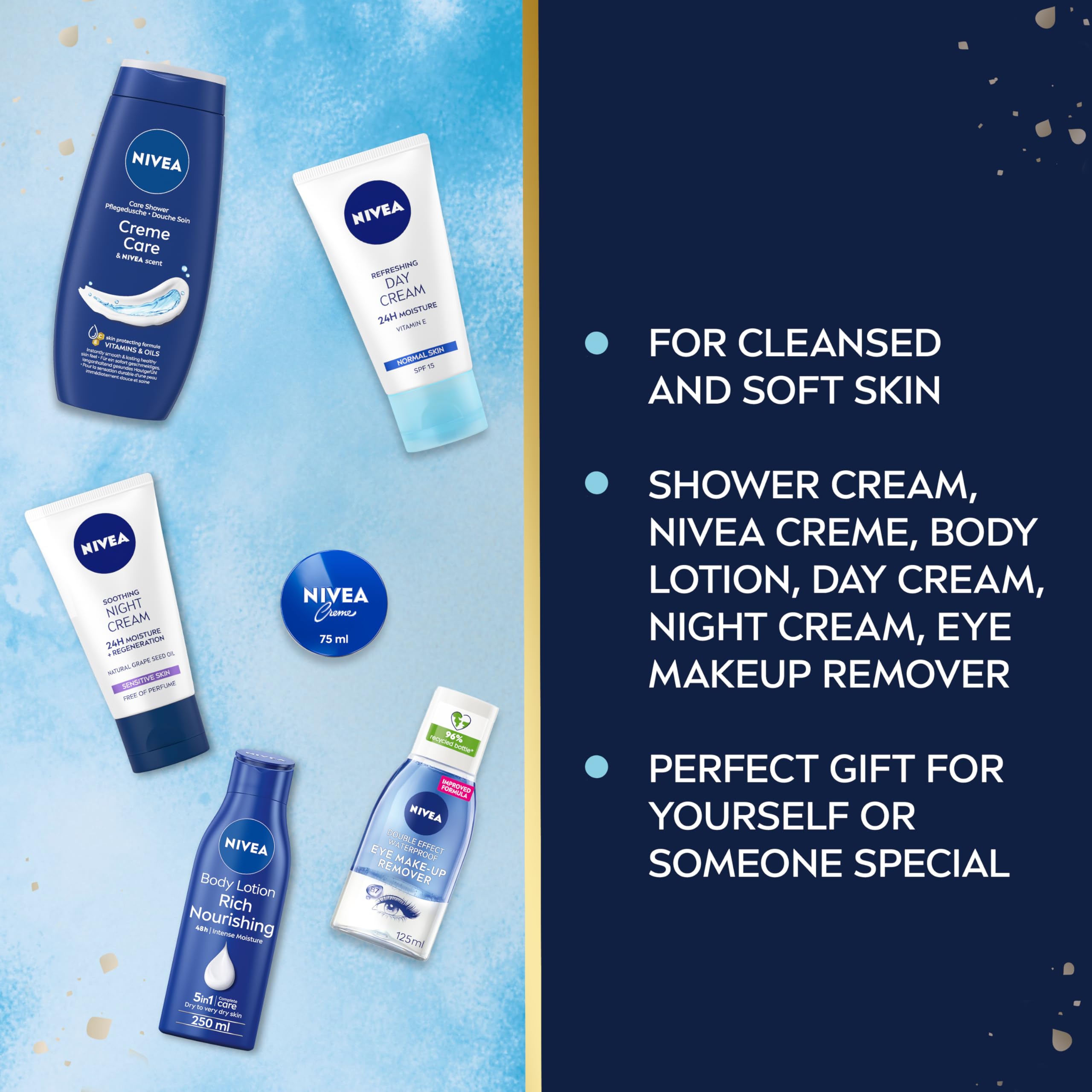NIVEA Feel Replenished 6-Product Skincare Gift Set for Women 3