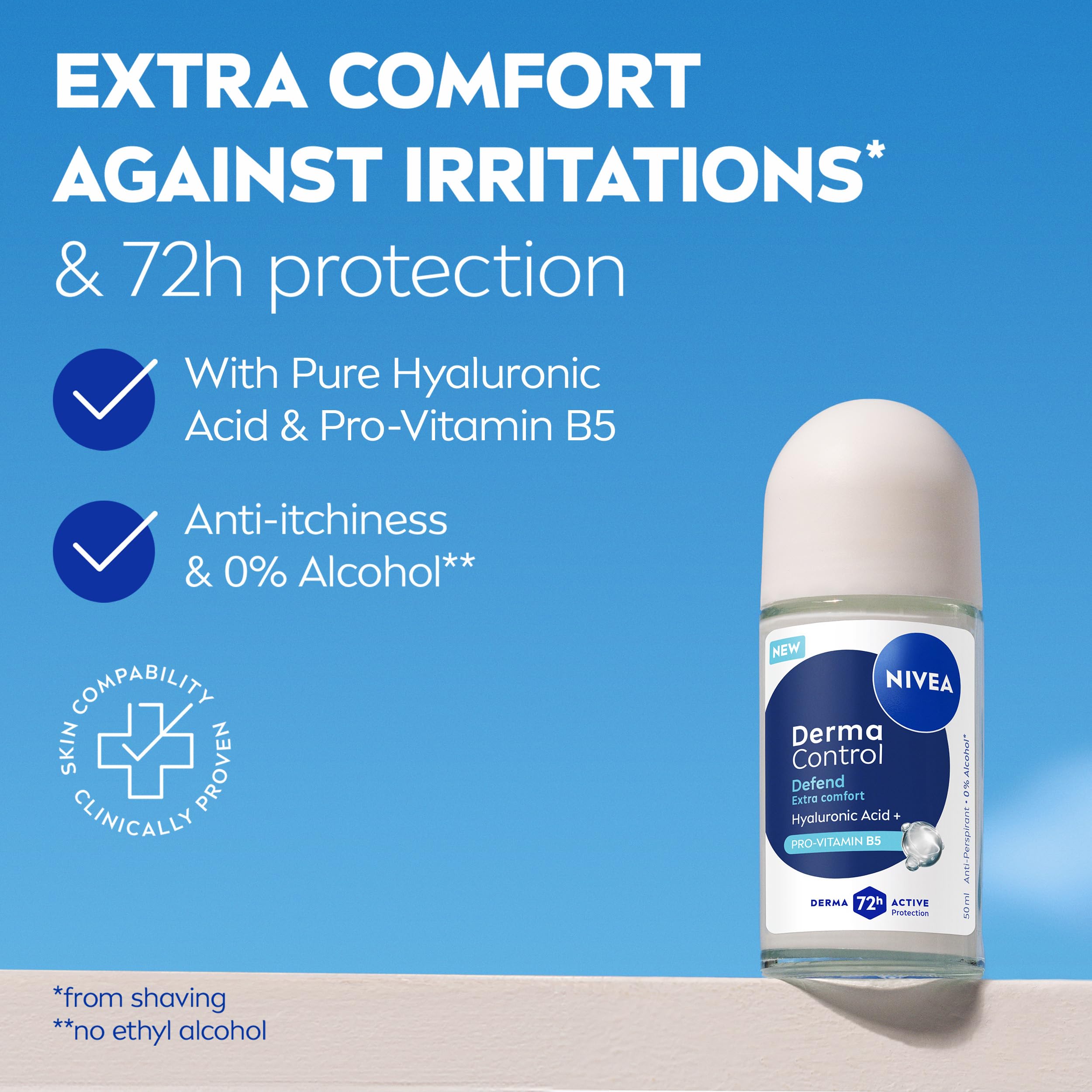 NIVEA Derma Control Defend Roll On Anti-Perspirant with Hyaluronic Acid (50ml) 3