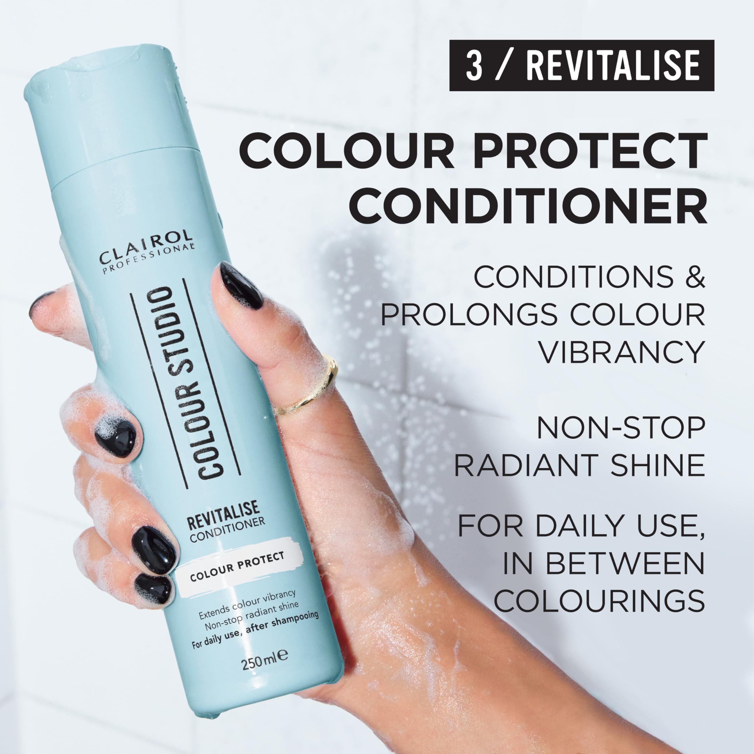 Clairol Professional Colour Studio | Step 3 Revitalise | Farbschutz-Conditioner für coloriertes Haar | Verlängert die Farbbrillanz mit anhaltendem Glanz | Für alle Haartypen und -farben | Vegan | 250 ml 2