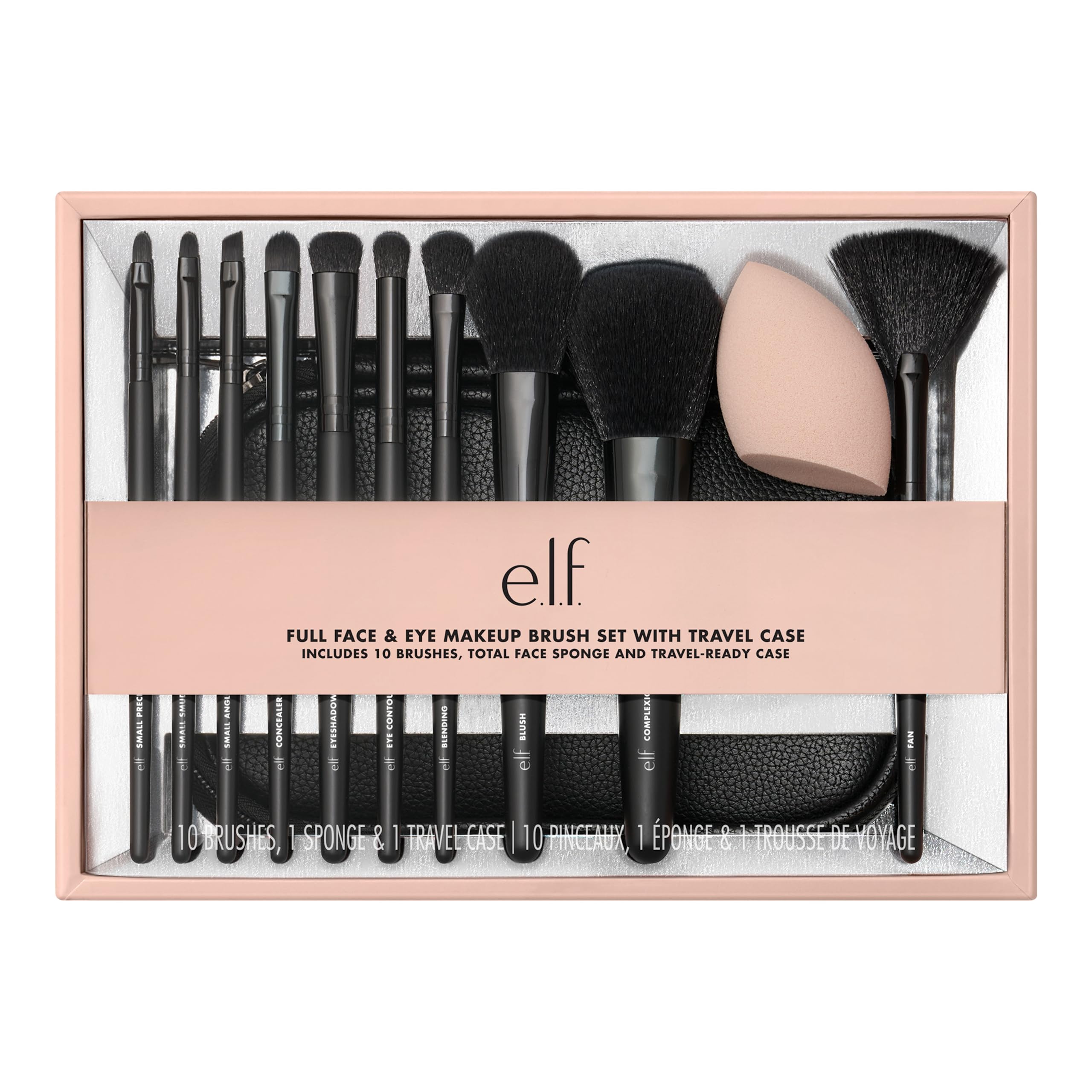 e.l.f. Full Face & Eye Make-up Brush Set with Travel Case - 11 Pieces 4