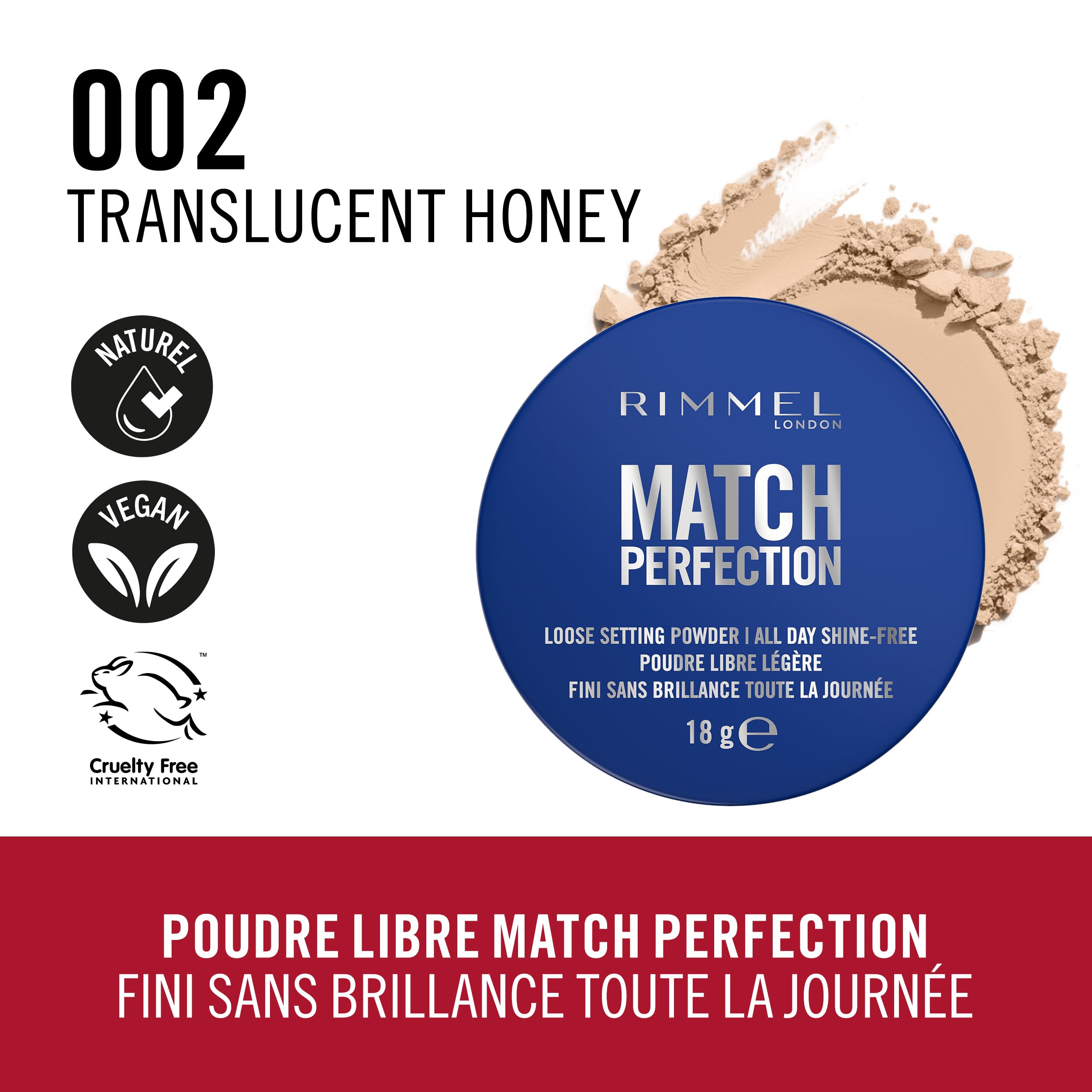 Rimmel Match Perfection Loose Setting Powder, 002 Translucent Honey, Lightweight Finish 3