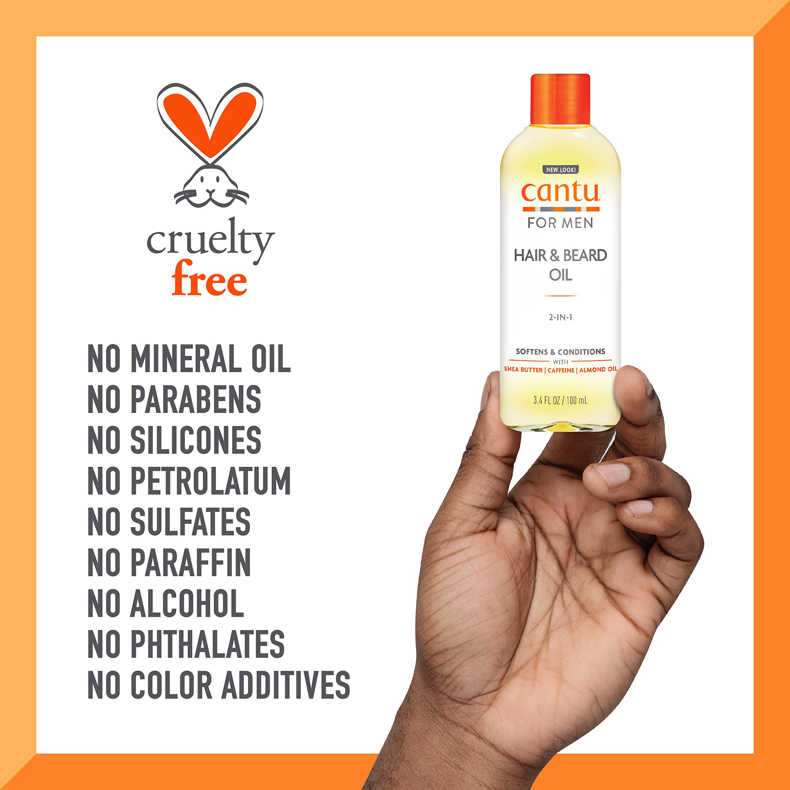 Cantu Men's Hair & Beard Oil 100ml with Caffeine, Hemp Seed Oil & Tea Tree 8