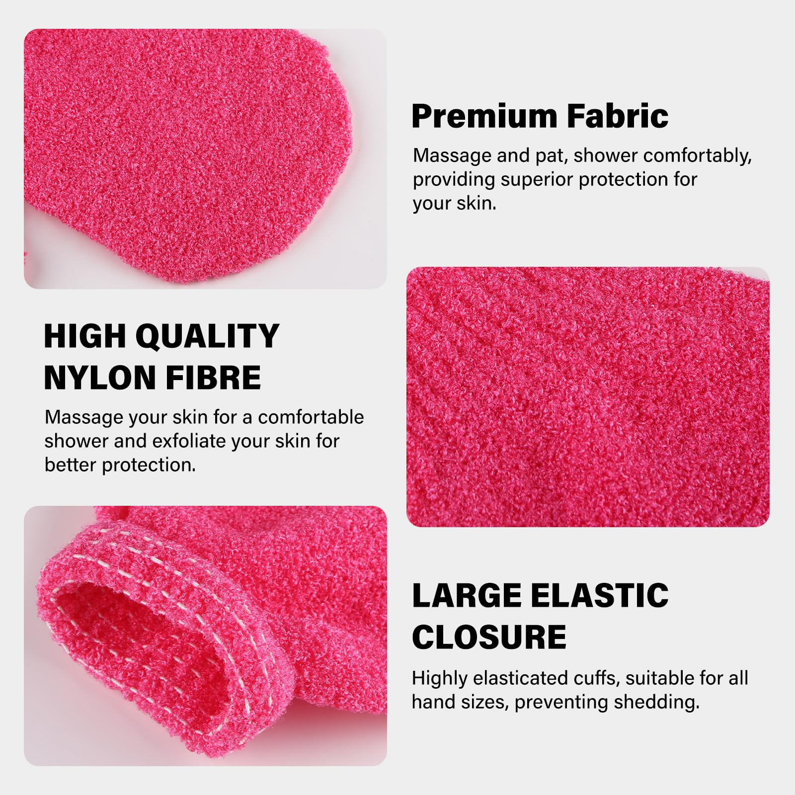 Lafefe 2pcs Exfoliating Shower Gloves Mitts for Dead Skin Removal and Ingrown Hair 3