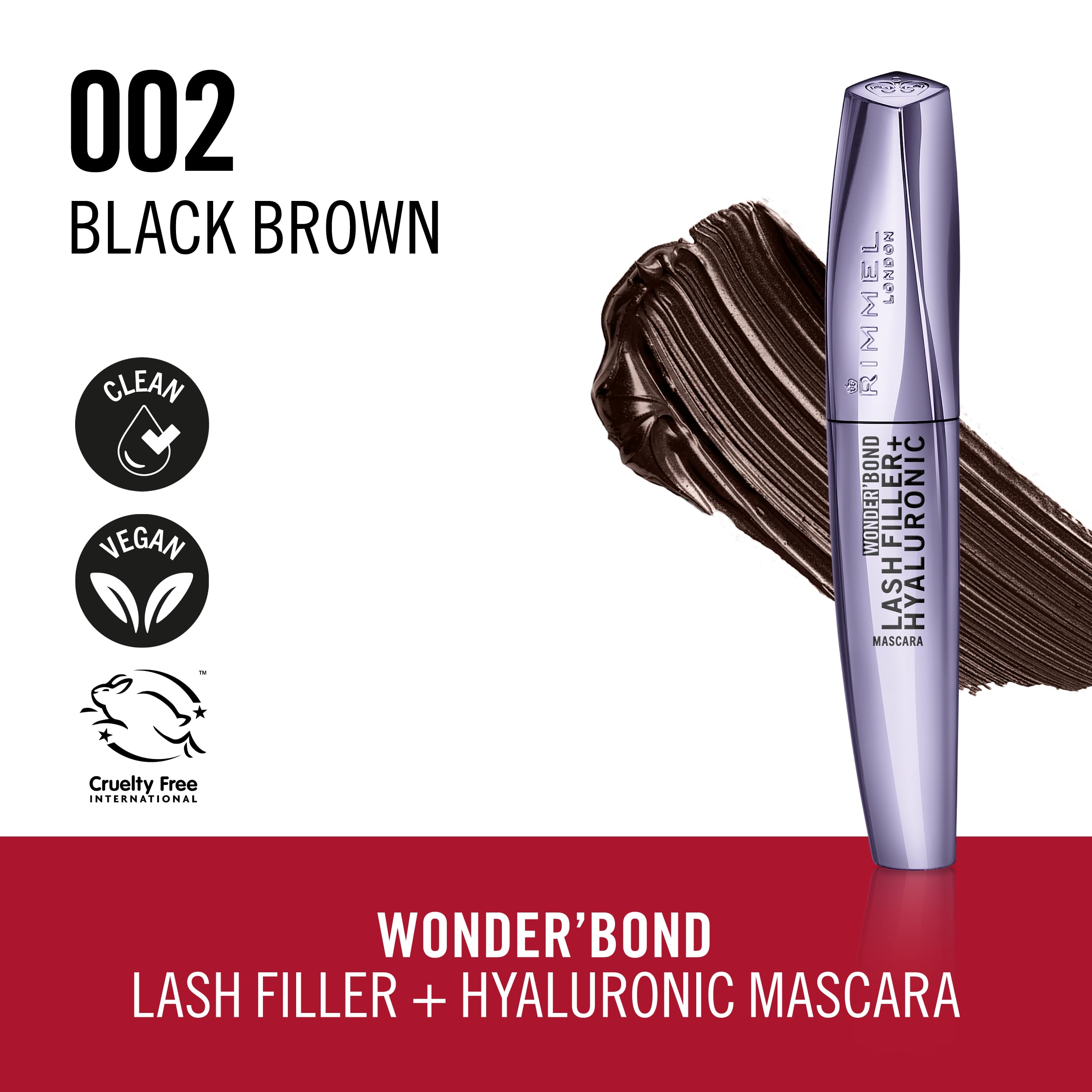 Rimmel Wonder'Bond Wimpernfüller + Hyaluronsäure-Mascara, 002 Braun, 24 Stunden Halt 3