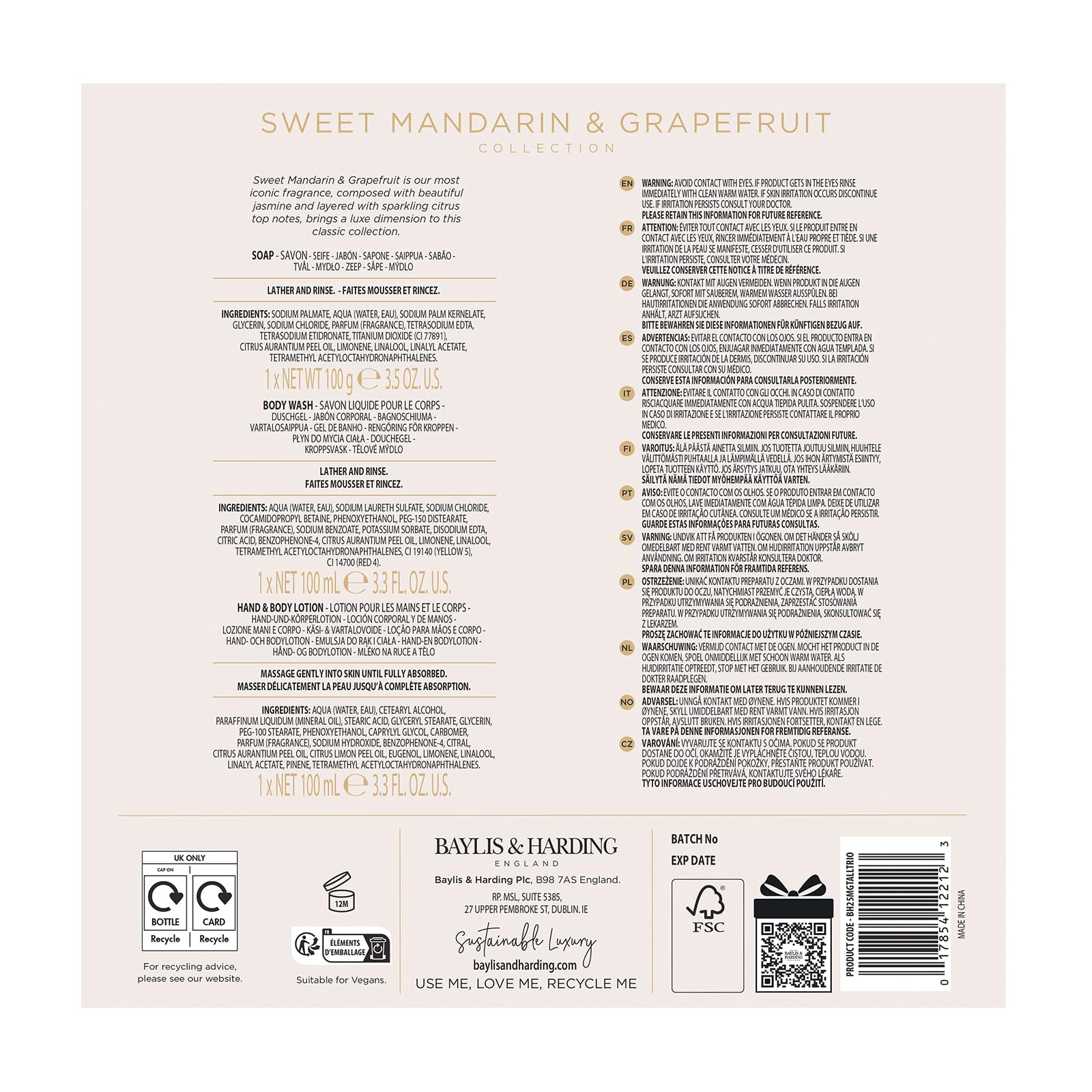 Baylis &amp; Harding Verwöhn-Körperpflege-Trio mit süßer Mandarine und Grapefruit (1 Stück) – Vegan 7