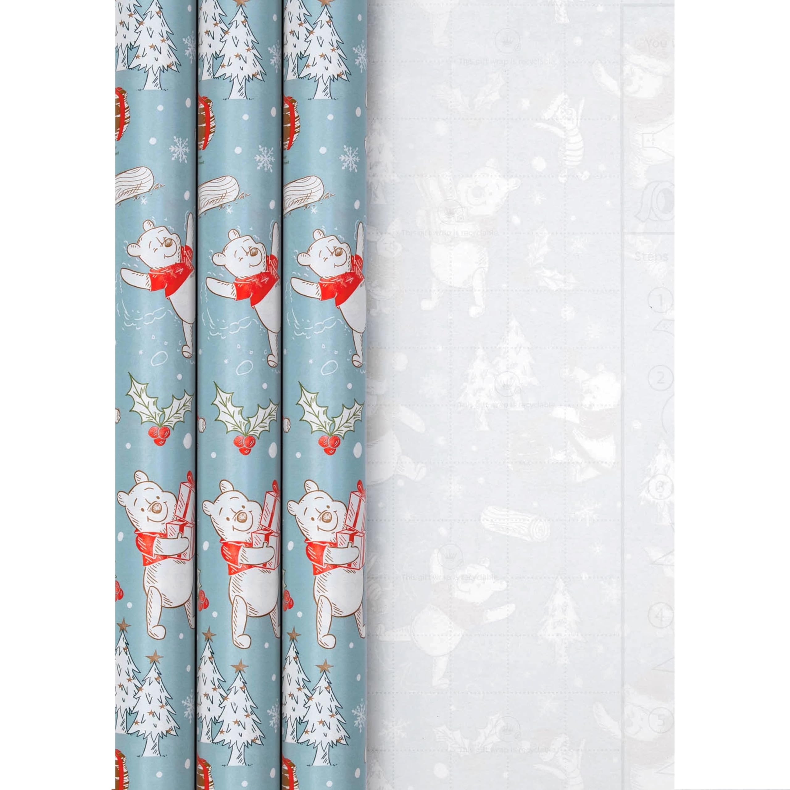 Hallmark Disney Winnie Puuh Weihnachtsgeschenkpapier, 3er-Rollen-Multipack (3 x 4 m) 3