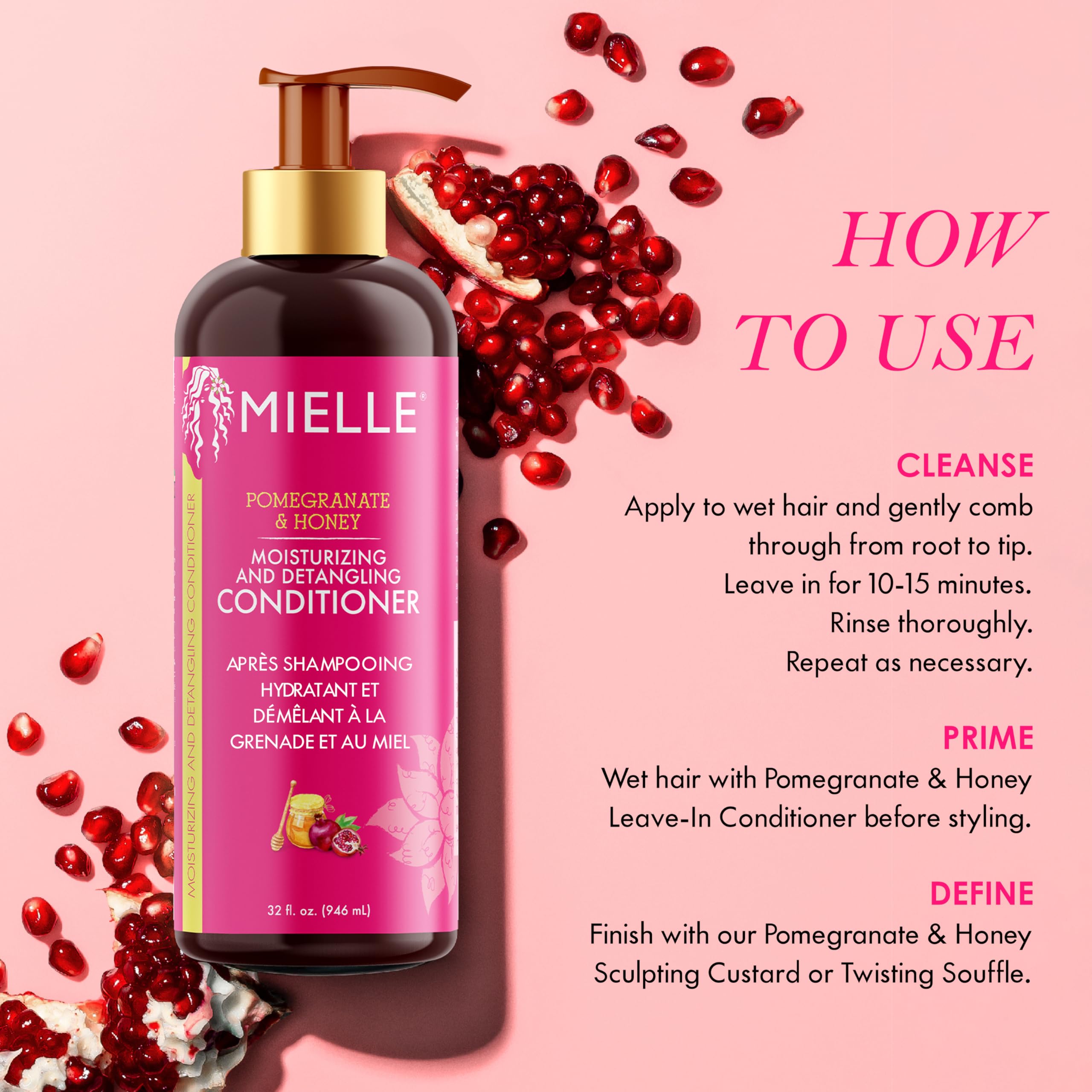 Mielle Pomegranate & Honey Detangling Conditioner for Curly Hair - Deep Moisture 4