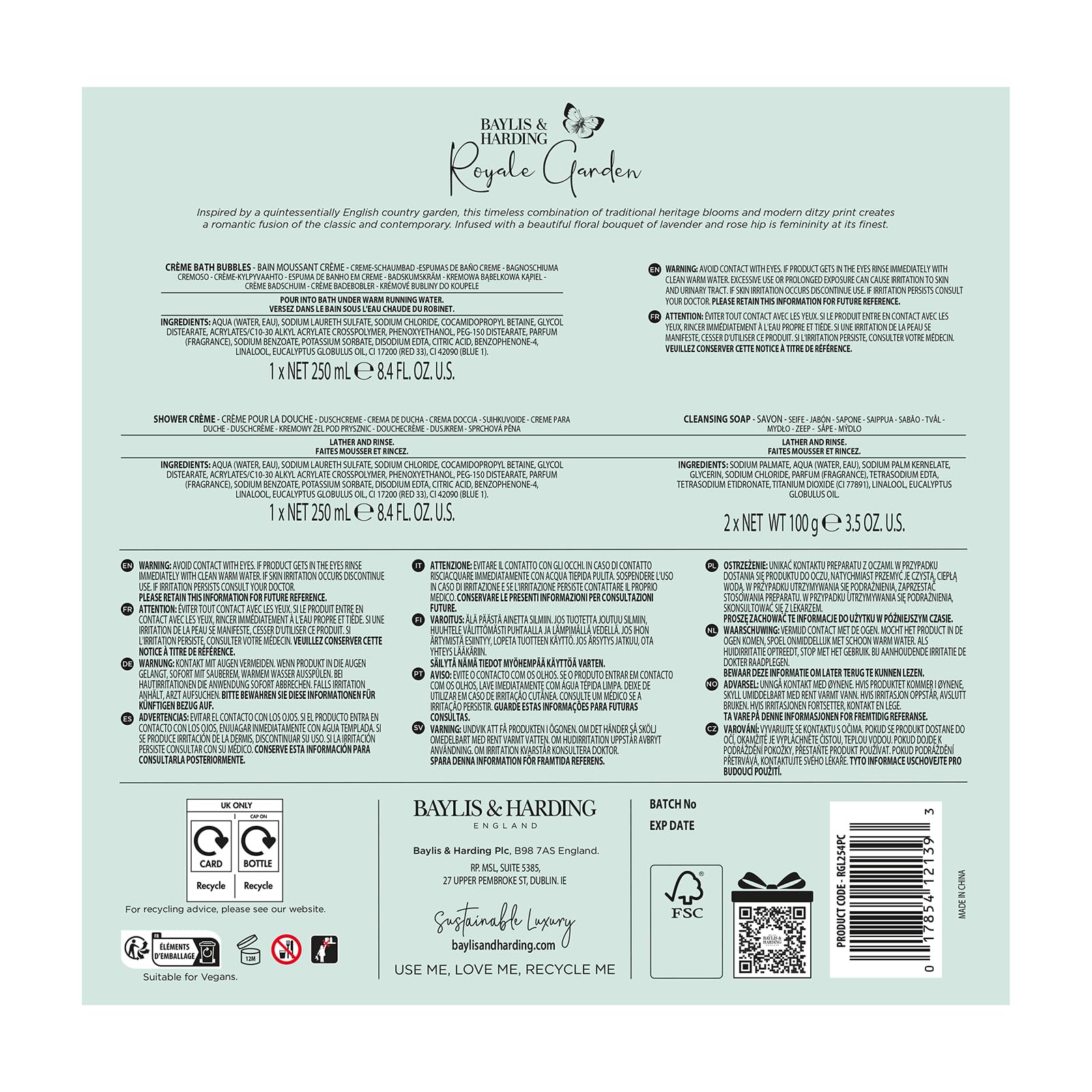 Baylis & Harding Royale Garden Lavender & Rosehip Tea Indulgent Bathing Gift Set - Vegan Friendly 7