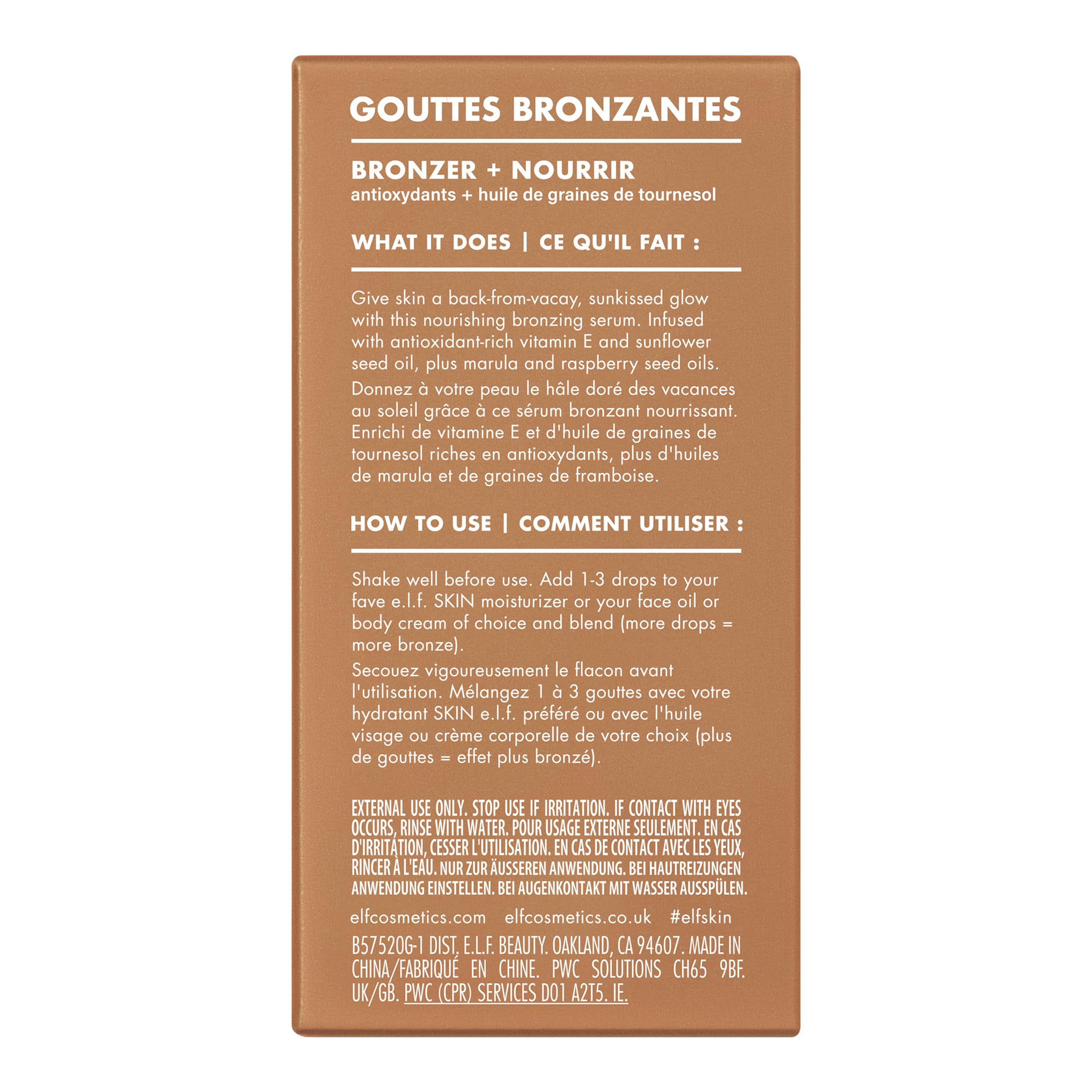 e.l.f. SKIN Bronzing Drops Liquid Bronzer for Face & Skin with Vitamin E 7