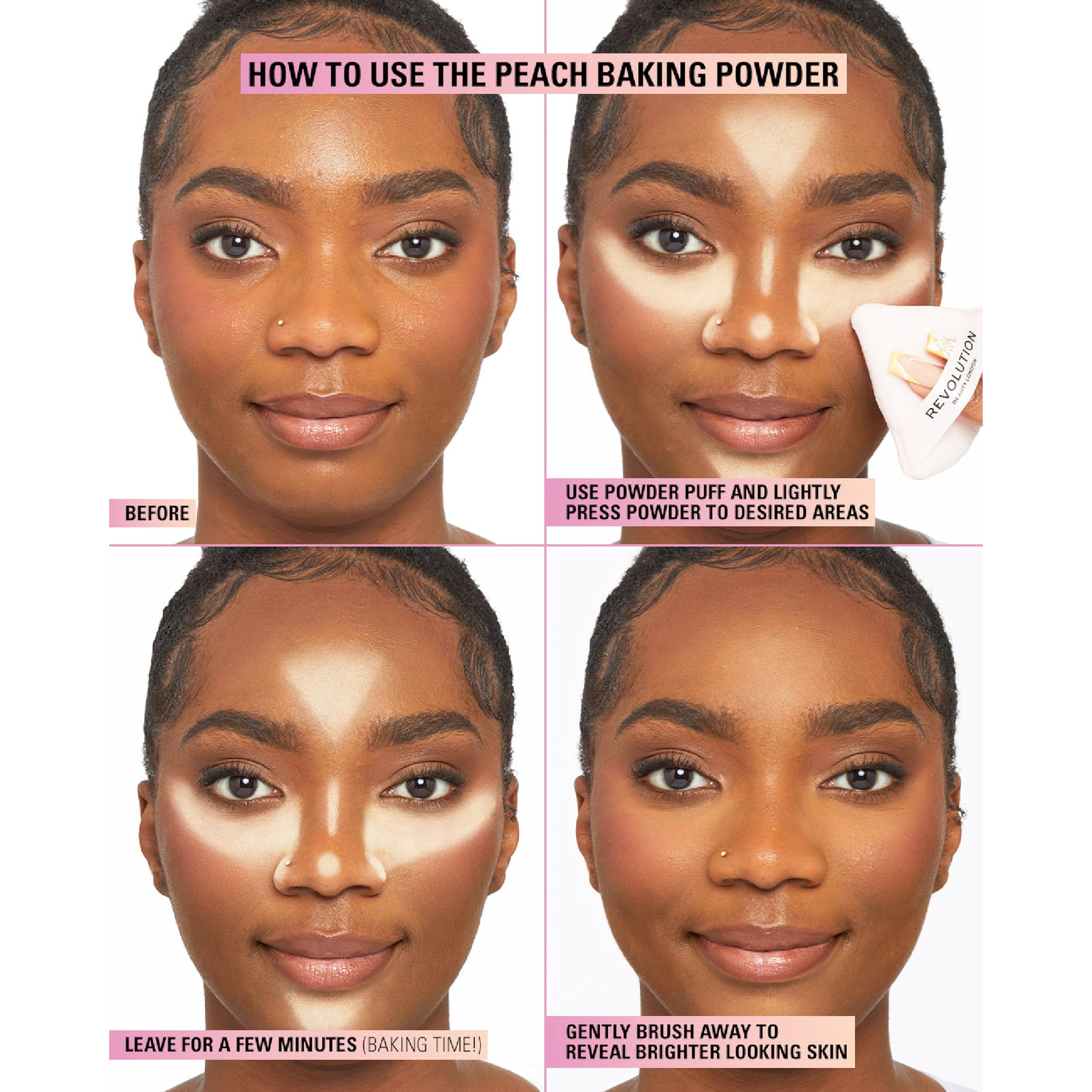 Revolution Beauty London Loose Baking Powder, Peach, Brightening Setting Powder, 32g 3