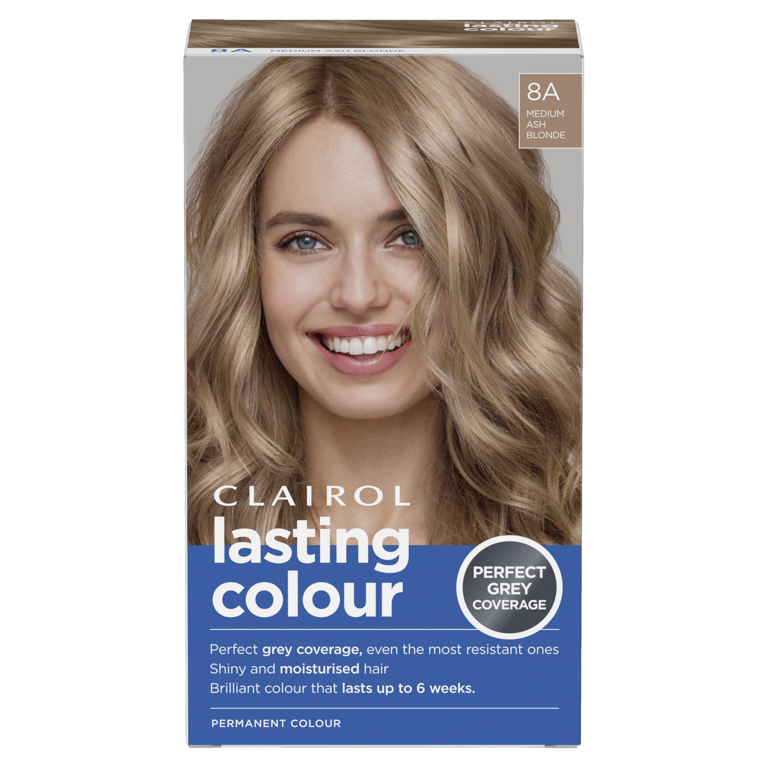 Clairol Permanente Haarfarbe | Ideale Grauabdeckung | Glänzendes und gepflegtes Haar | 8A Mittelblond Asch