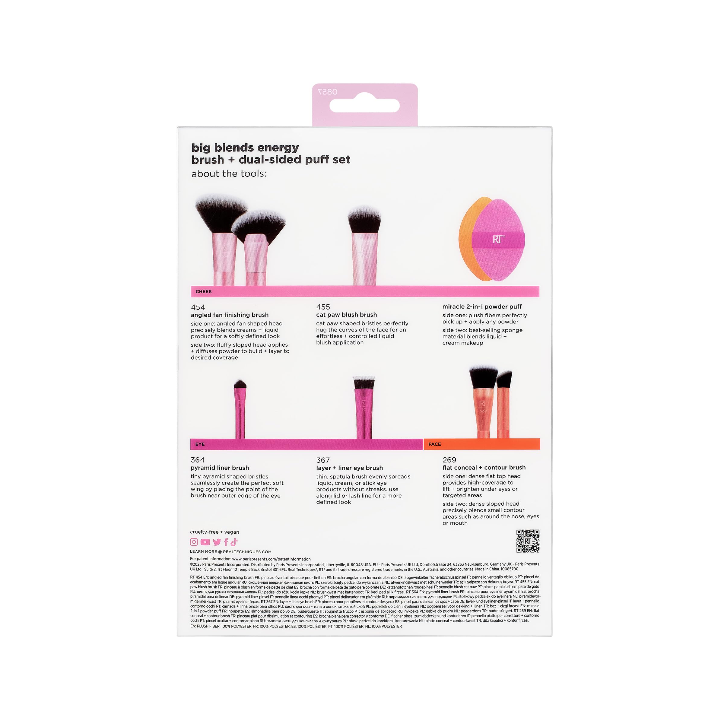 Real Techniques Big Blends Energy Brush + Dual-Sided Puff 6 Piece Makeup Kit 7