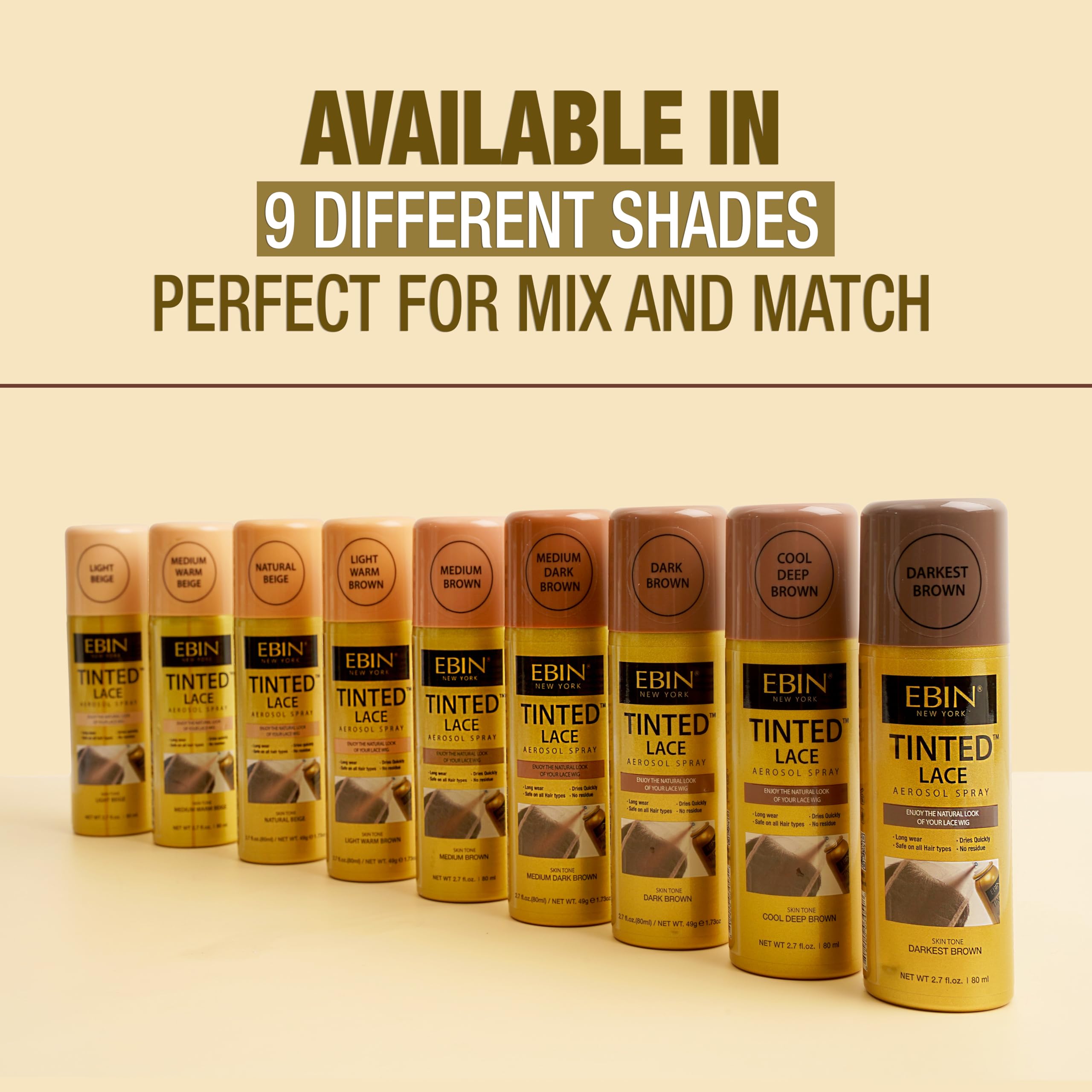 EBIN NEW YORK Tinted Lace Spray, Medium Dark Brown - Quick Dry & Water Resistant 5