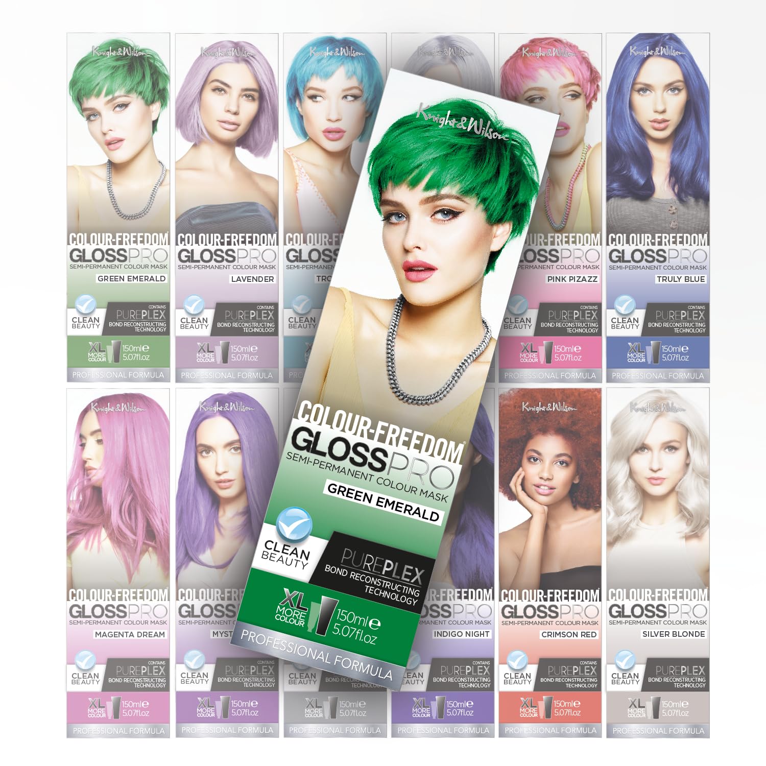 Knight & Wilson Colour Freedom Gloss Pro Semi-Permanent Hair Colour 150ml Emerald Green 9