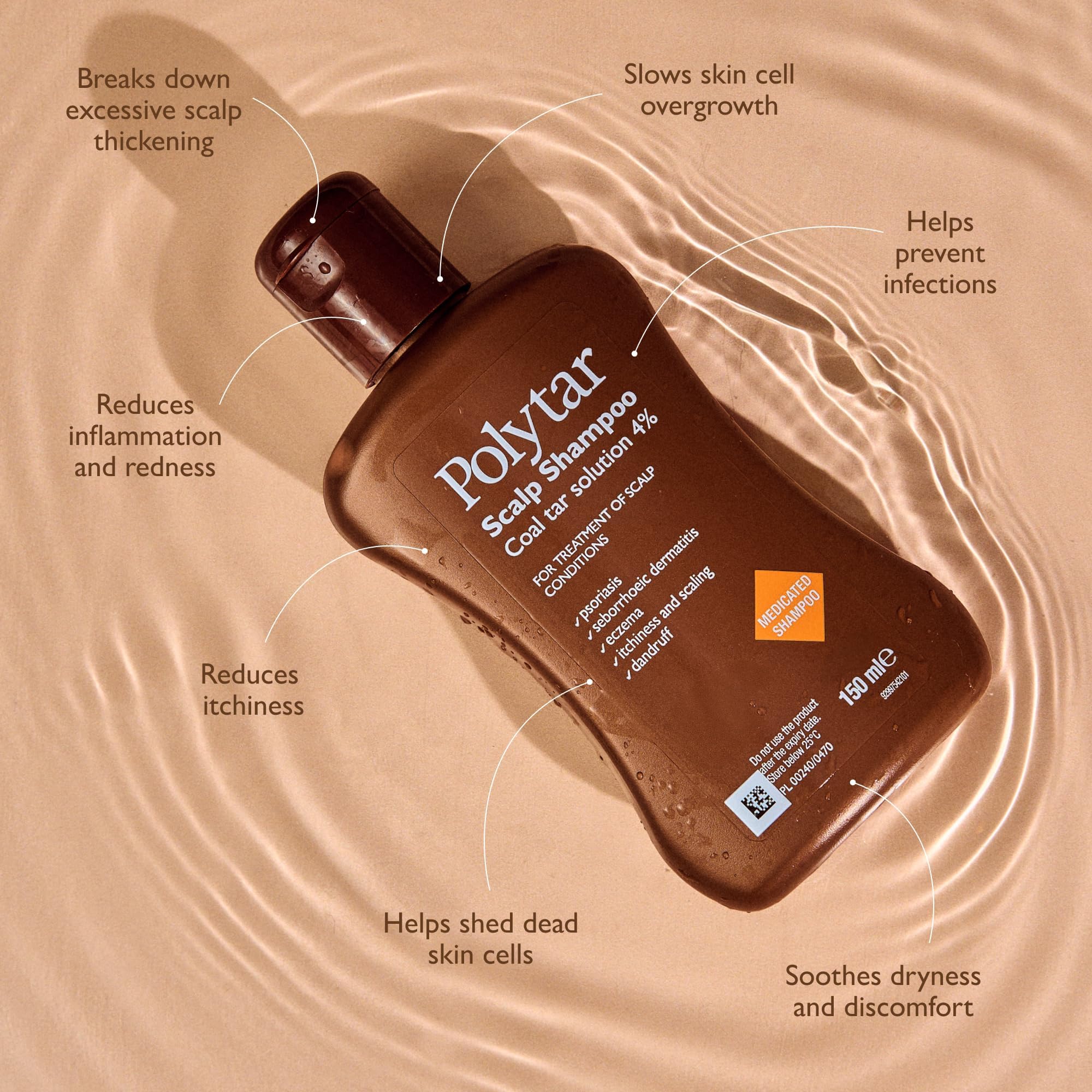 Polytar Medizinisches Kopfhautshampoo zur Linderung von Schuppenflechte, Schuppen und Juckreiz 3