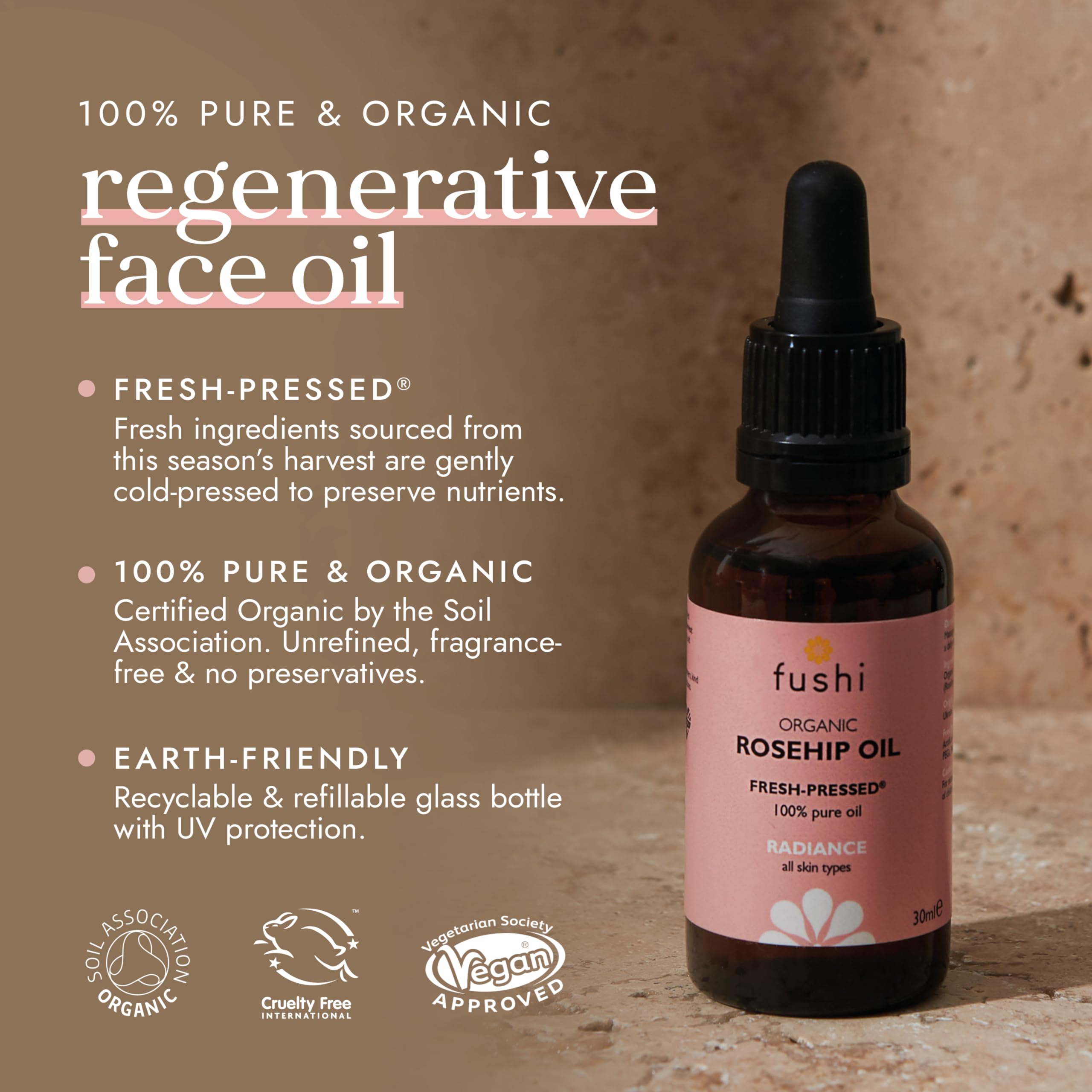 Fushi Organic Rosehip Seed Oil 30ml for Scars, Fine Lines & Pigmentation 4