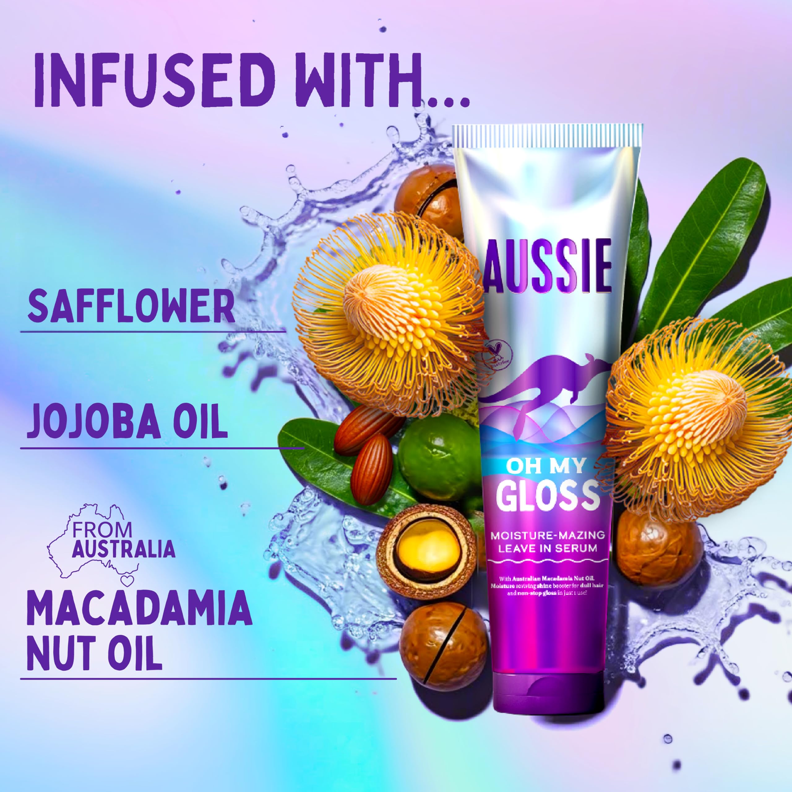 Aussie Oh My Gloss Shampoo, Conditioner & Leave-In Serum Set for Moisture & Shine 8