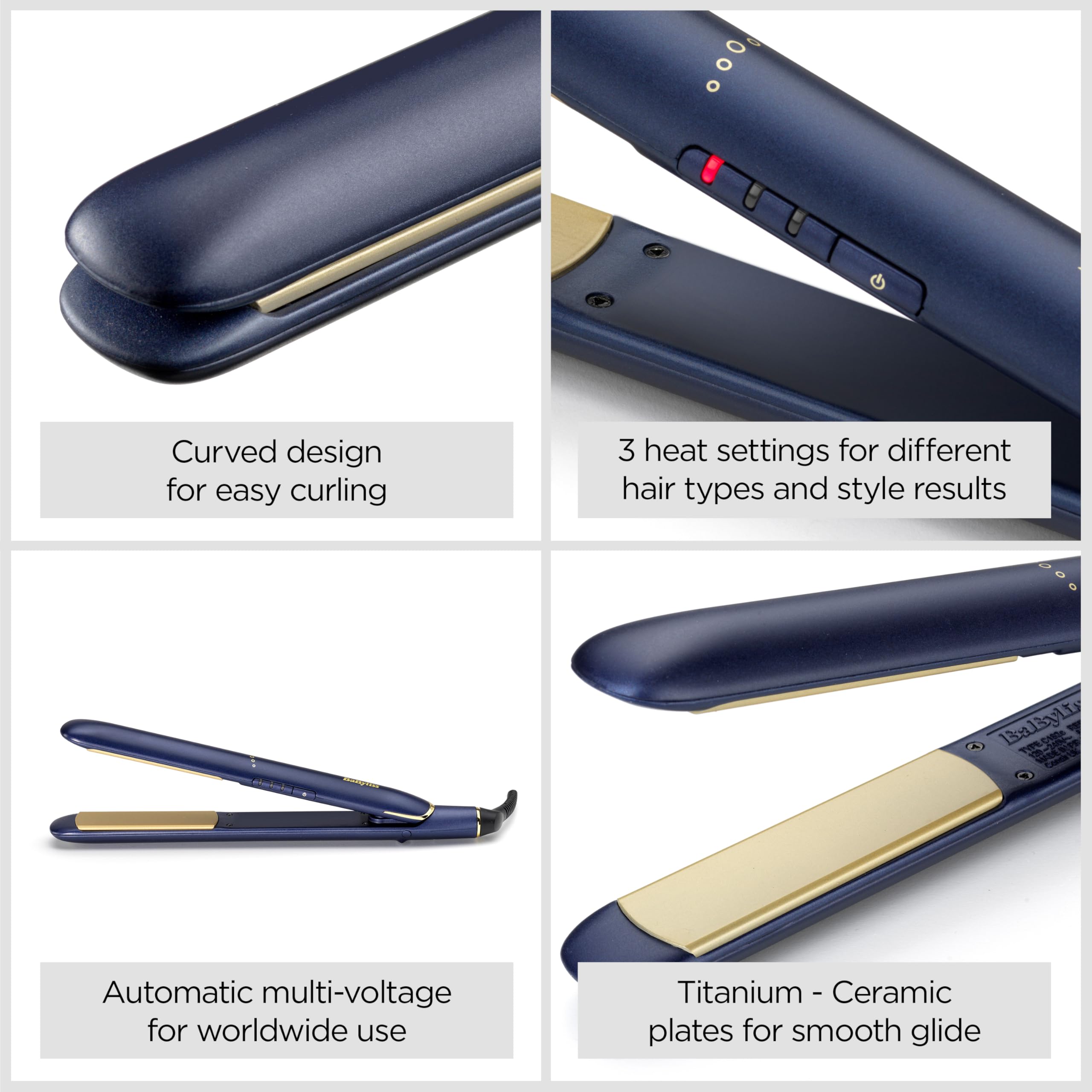 BaByliss Midnight Luxe Hair Straighteners with Titanium Ceramic Floating Plates 4