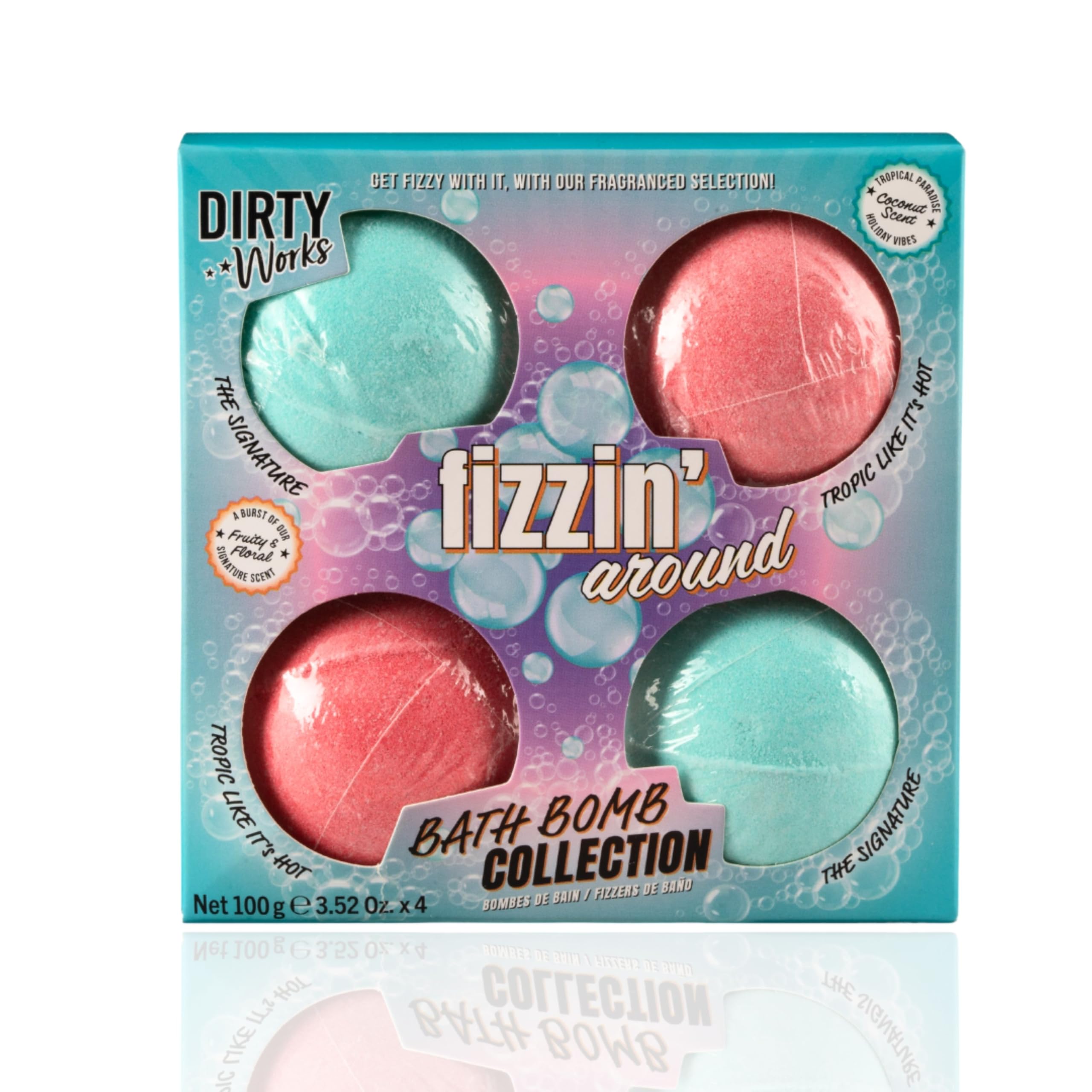 Dirty Works Fizzin’ Around Bath Bomb Collection Gift Set with 4 Unique Fragrances