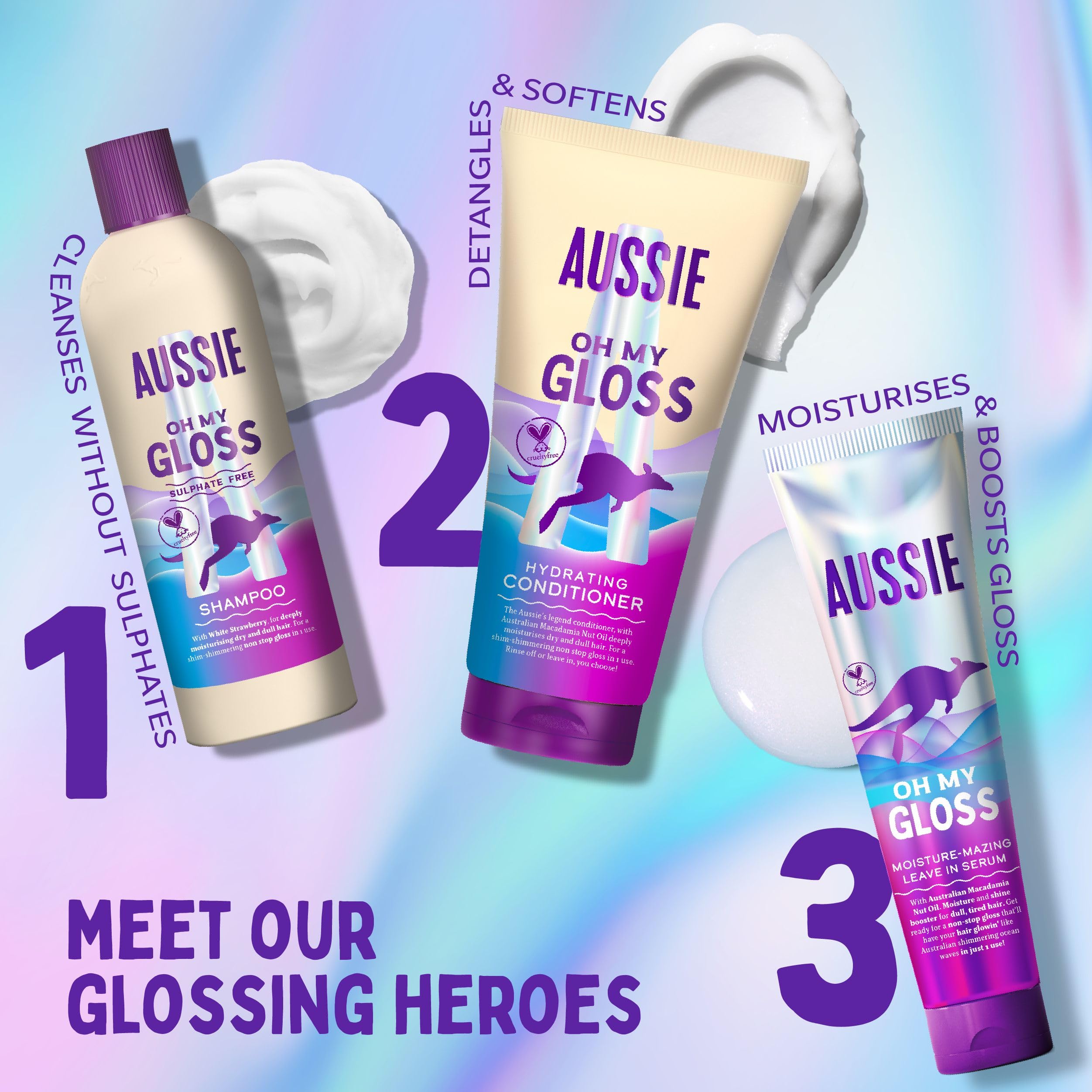 Aussie Oh My Gloss Feuchtigkeitsspendendes Leave-in-Serum (160 ml) – Feuchtigkeits- und Glanzbooster für stumpfes Haar. Mit Jojoba-, Distel- und australischem Macadamianussöl. Vegan und tierversuchsfrei. 9