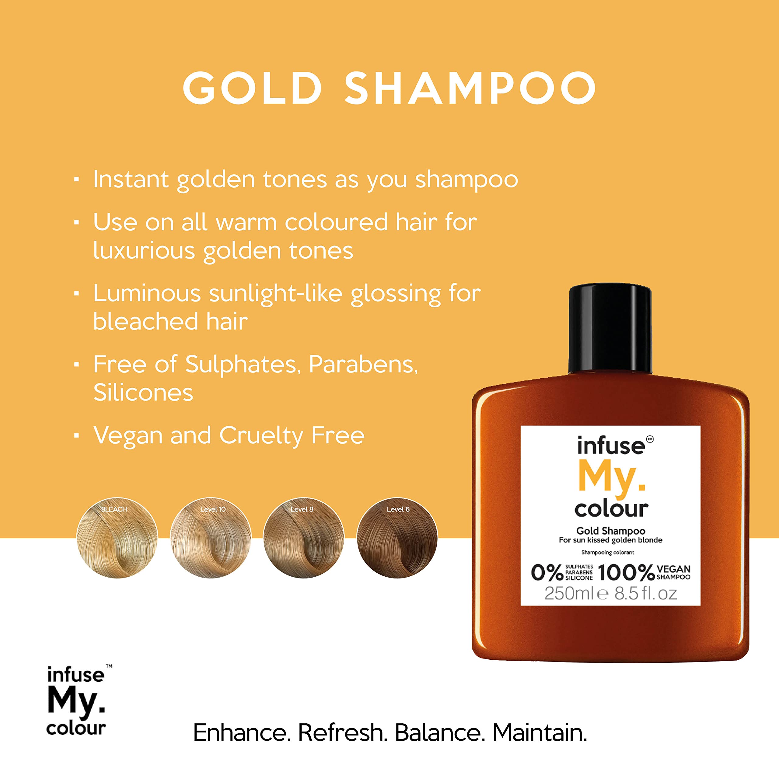 infuse My. colour Gold Shampoo 250ml for Warm Tones and Washed Out Blondes