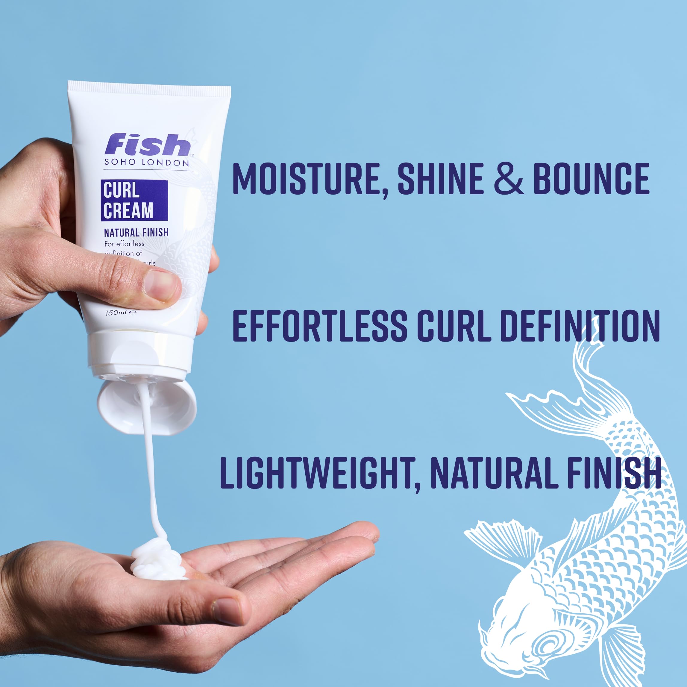 Fish Curl Cream 150ml – Lightweight Define & Hydrate for Soft, Natural Curls and Frizz Control