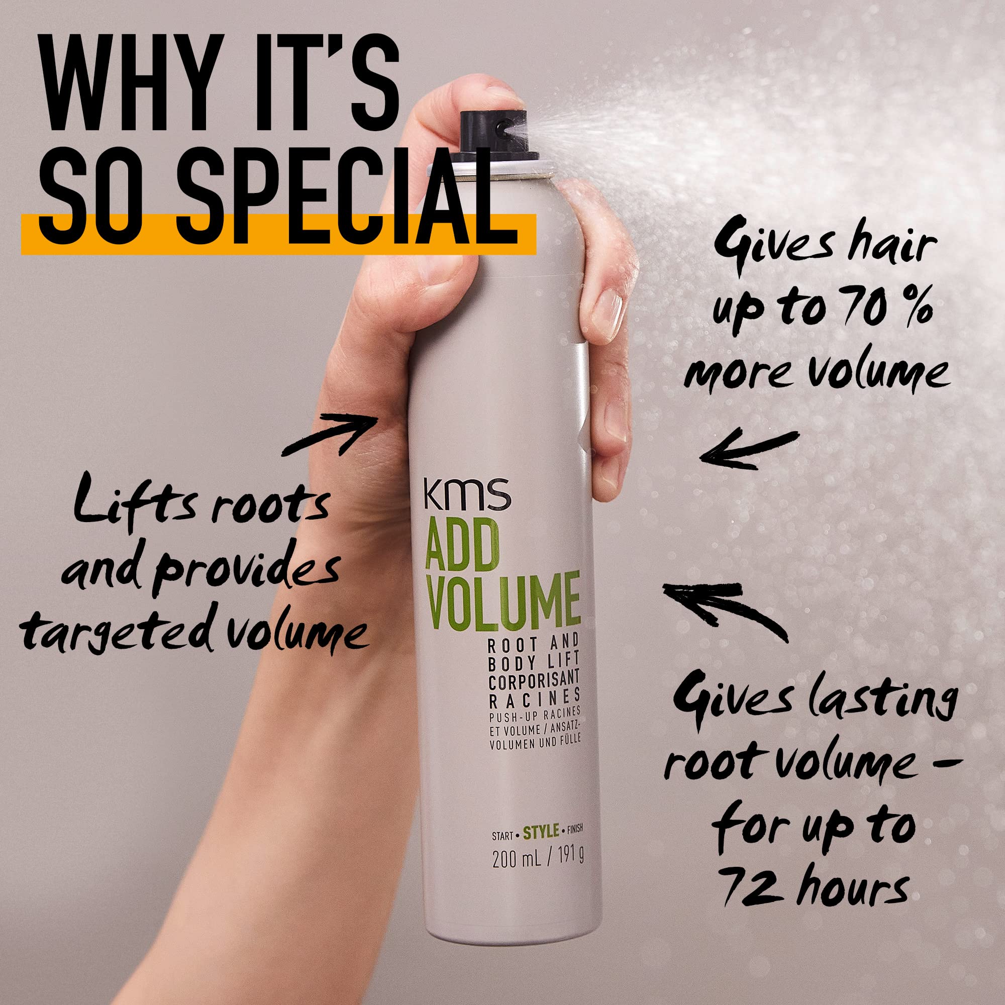 KMS Add Volume Root & Body Lift Spray for Instant Targeted Volume, 200ml
