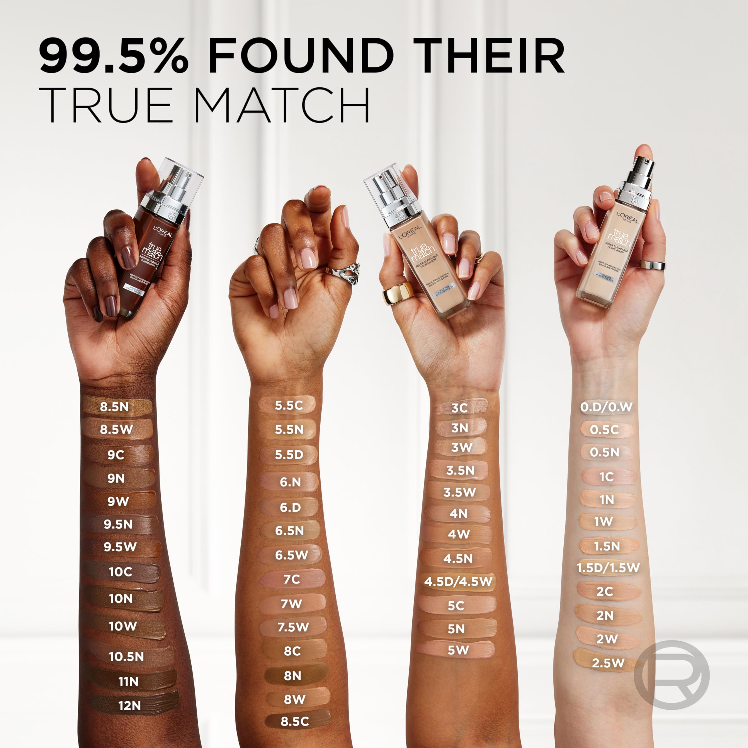 L'Oréal Paris True Match Hautpflege-Flüssig-Foundation mit Hyaluronsäure, LSF 16, Farbton 4,5W 8